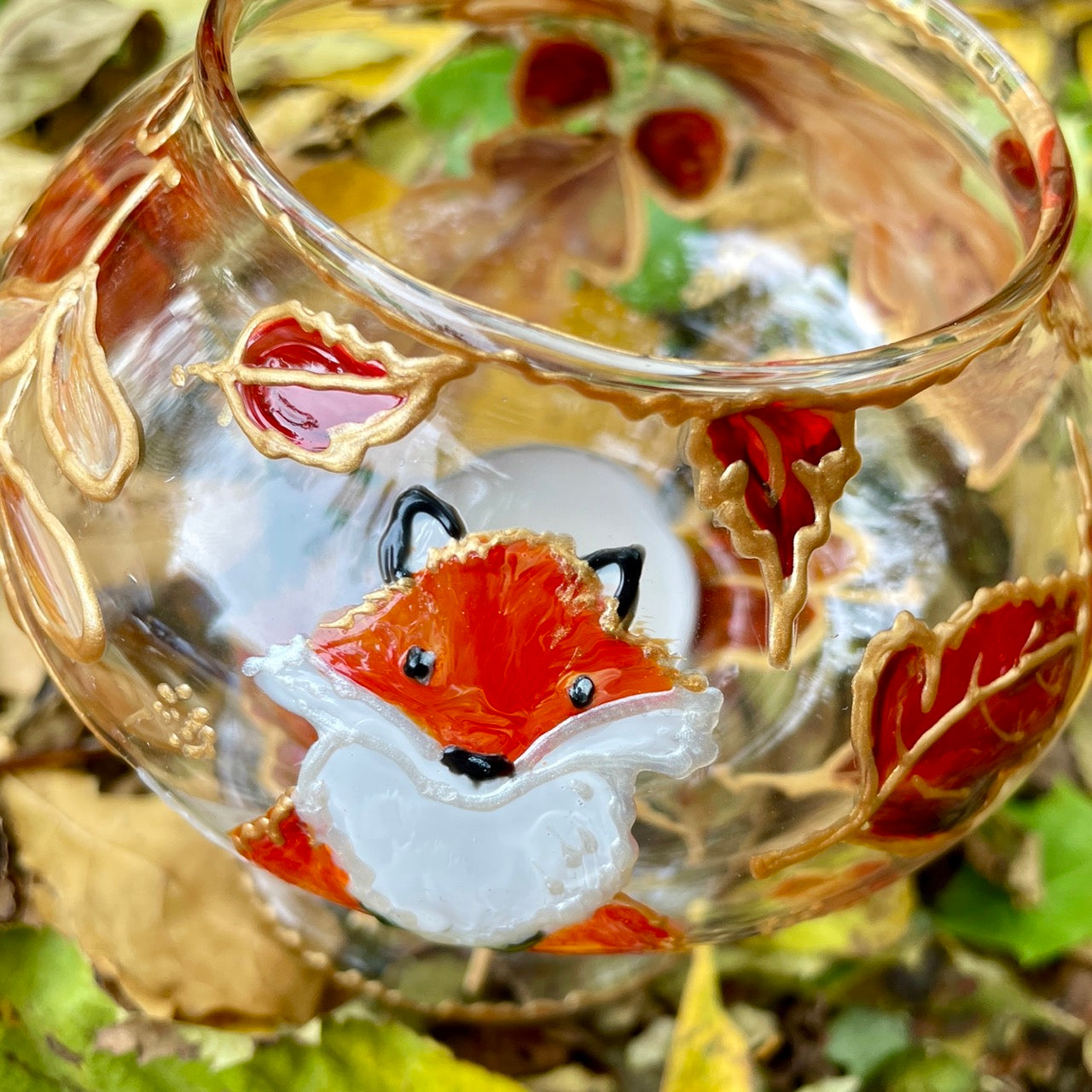 Fox in autumn~ Candleholder