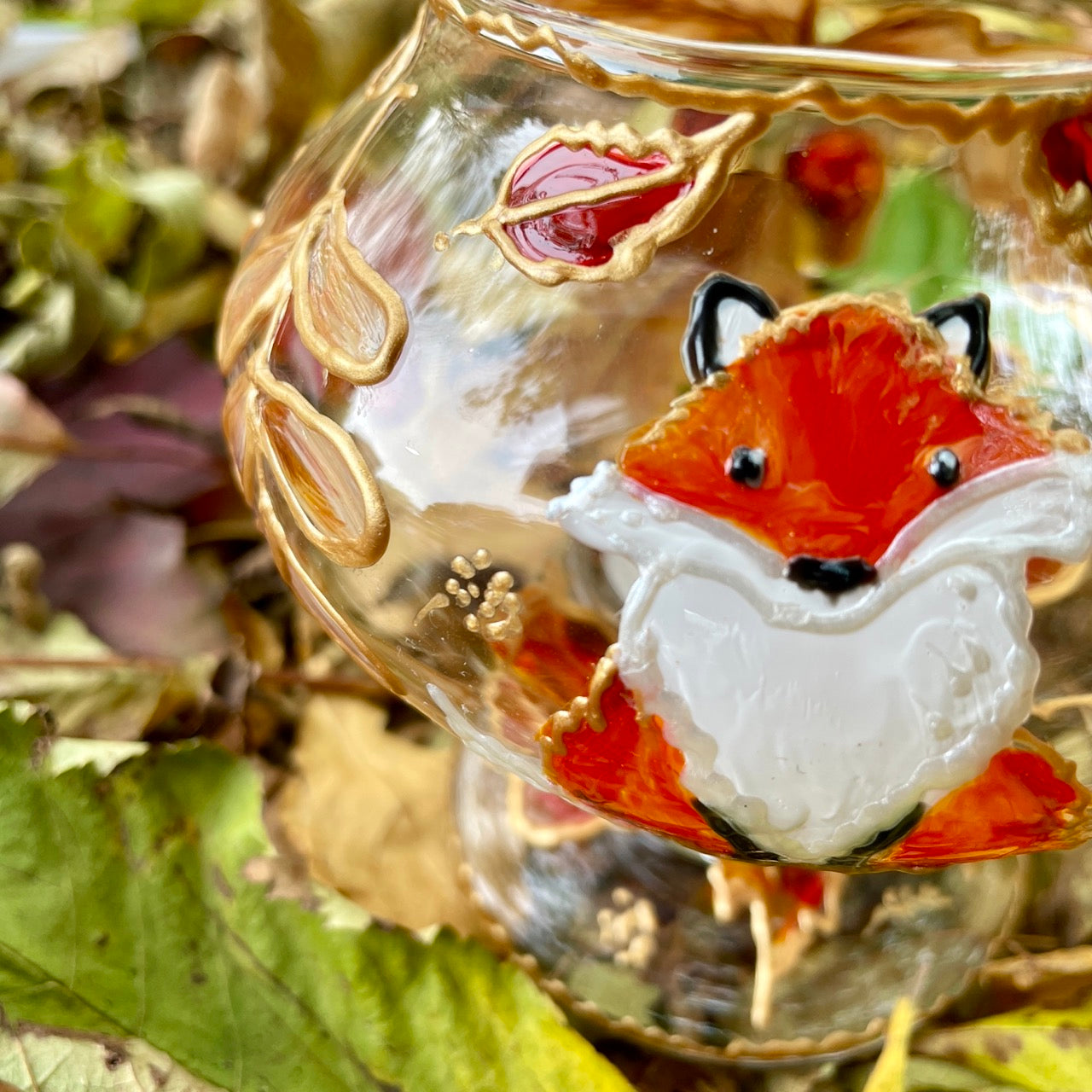Fox in autumn~ Candleholder