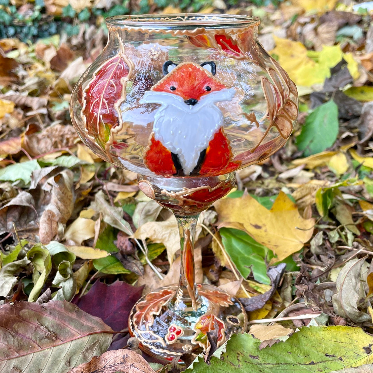 Fox in autumn~ Candleholder tall