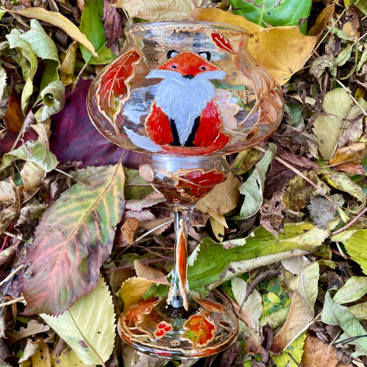 Fox in autumn~ Candleholder tall