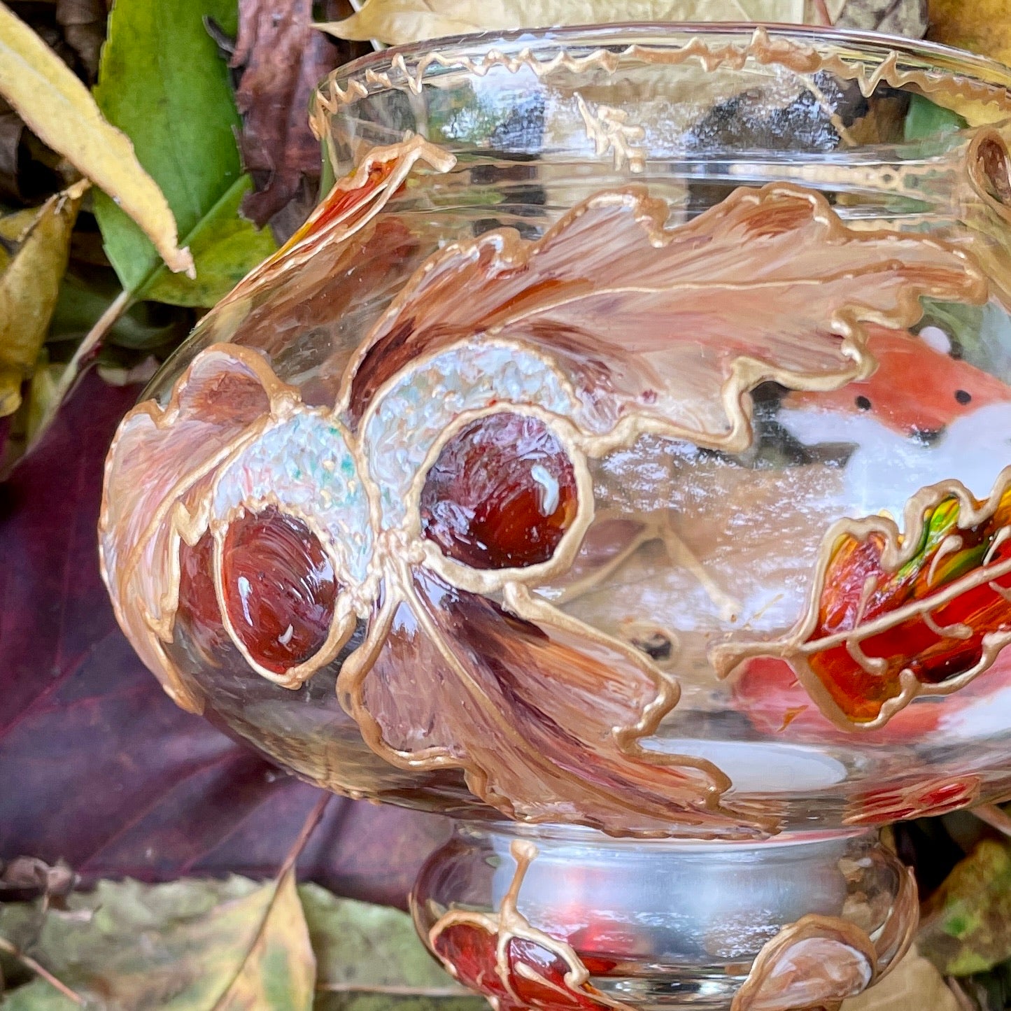 Fox in autumn~ Candleholder tall