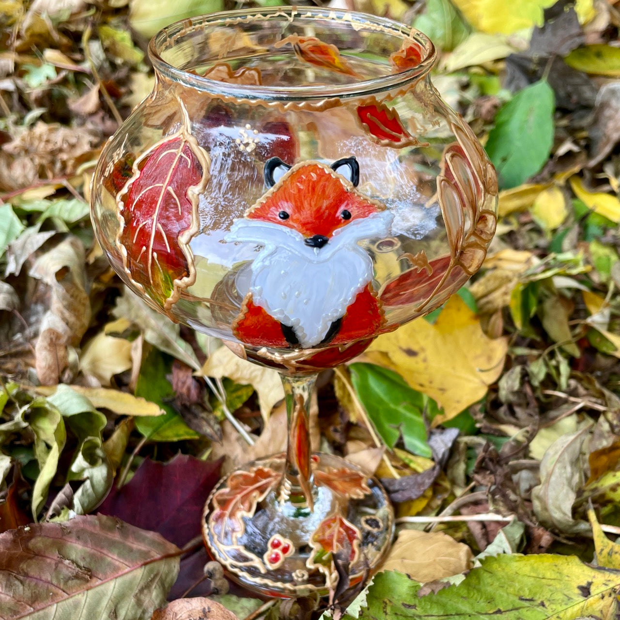 Fox in autumn~ Candleholder tall