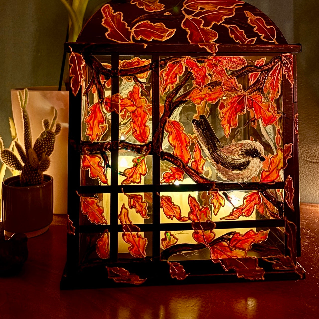 Longtailed Tit ~ One of a kind lantern