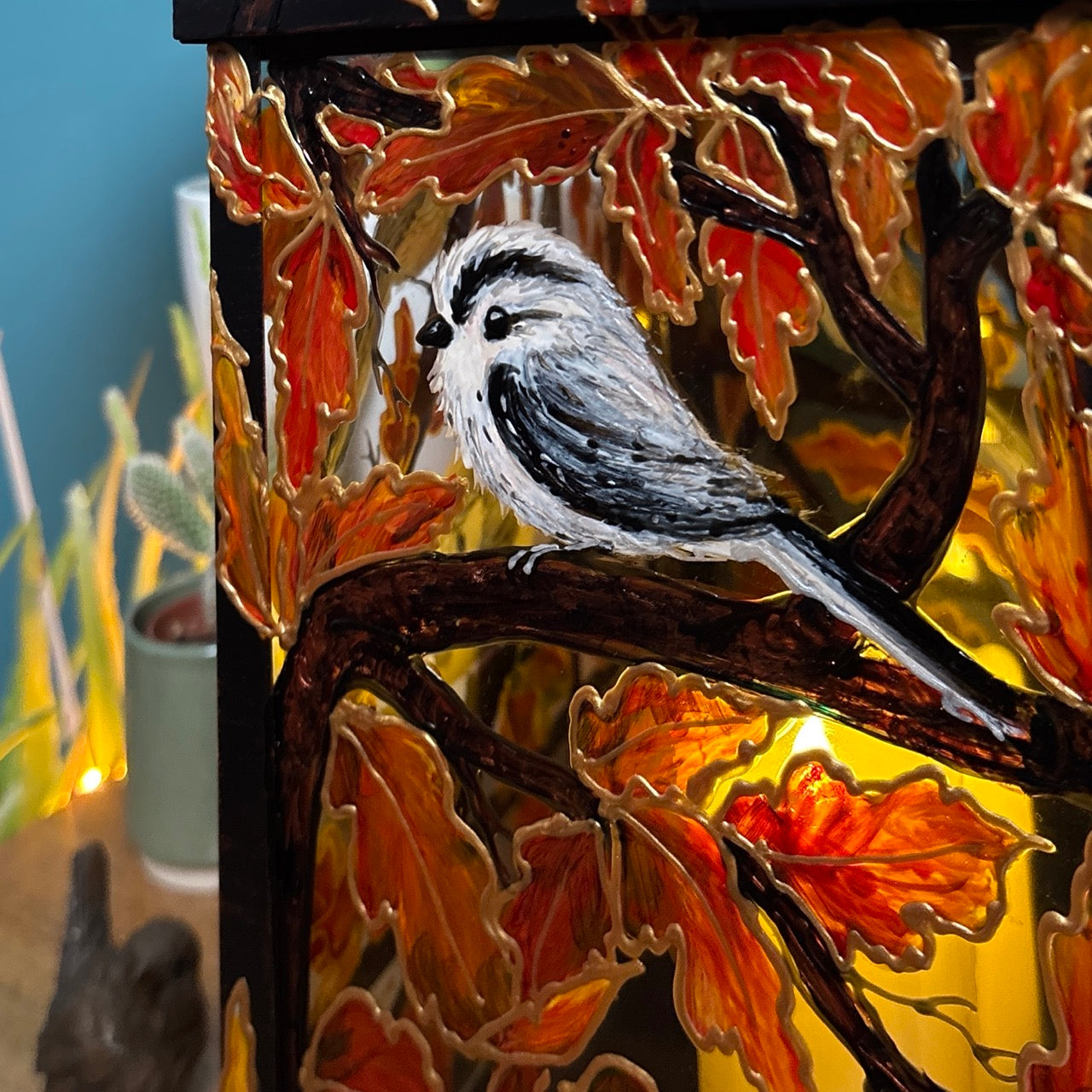 Longtailed Tit ~ One of a kind lantern