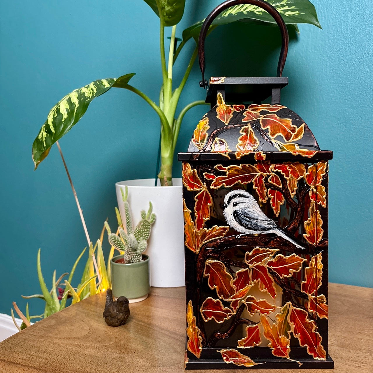 Longtailed Tit ~ One of a kind lantern