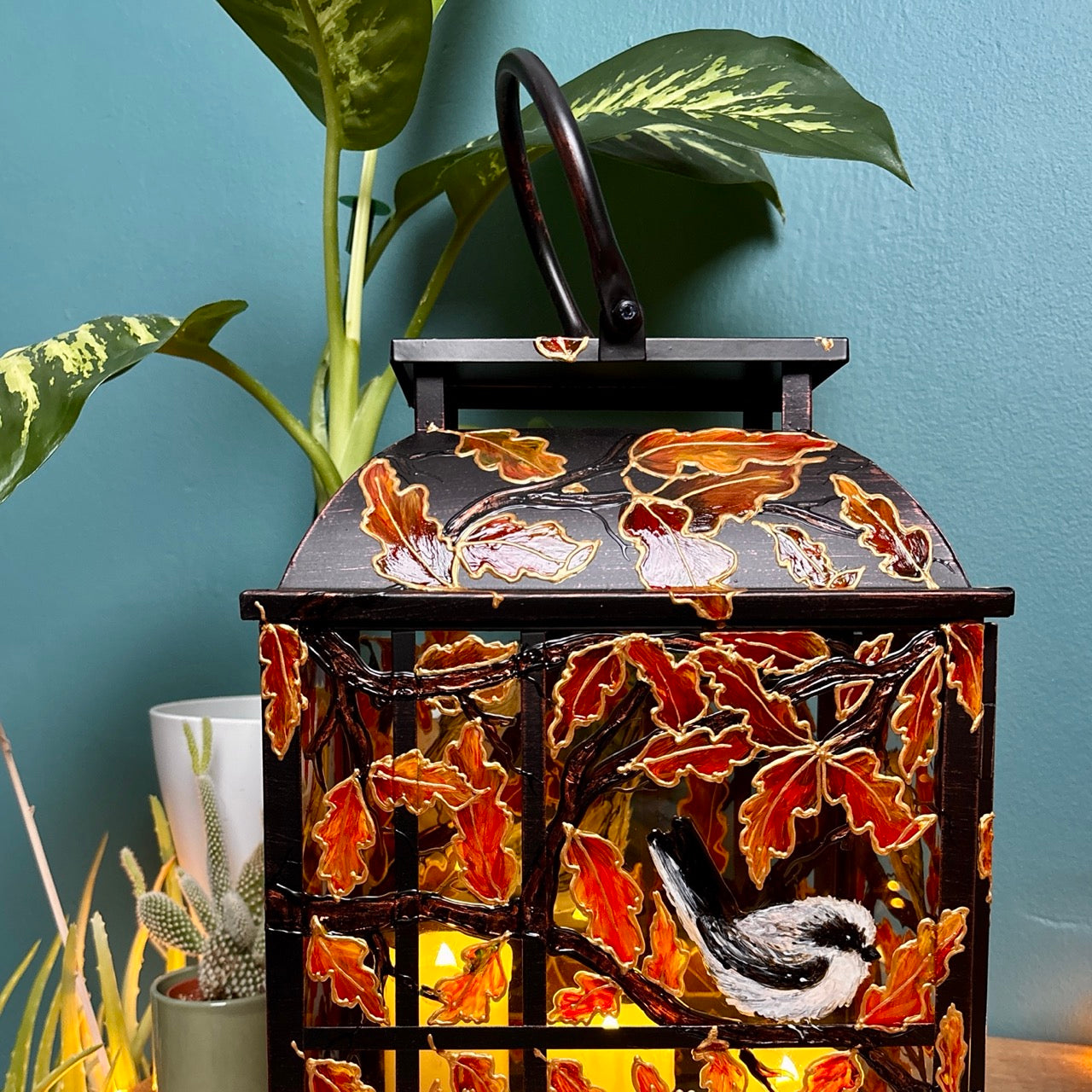 Longtailed Tit ~ One of a kind lantern