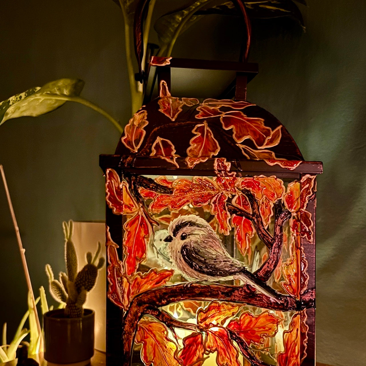 Longtailed Tit ~ One of a kind lantern