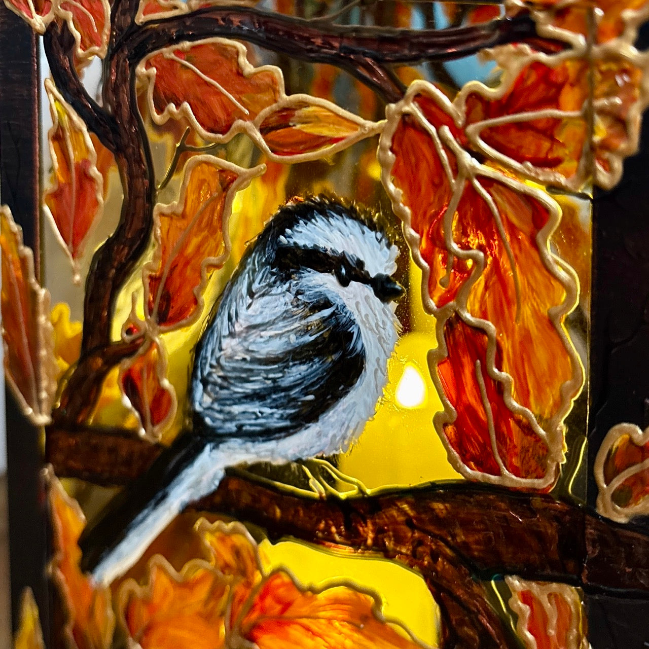 Longtailed Tit ~ One of a kind lantern