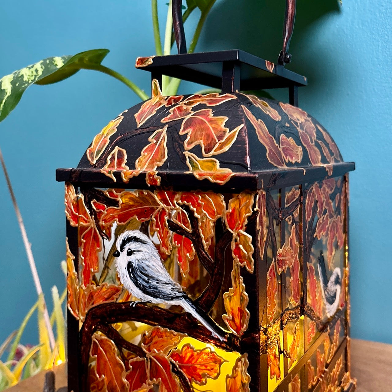 Longtailed Tit ~ One of a kind lantern
