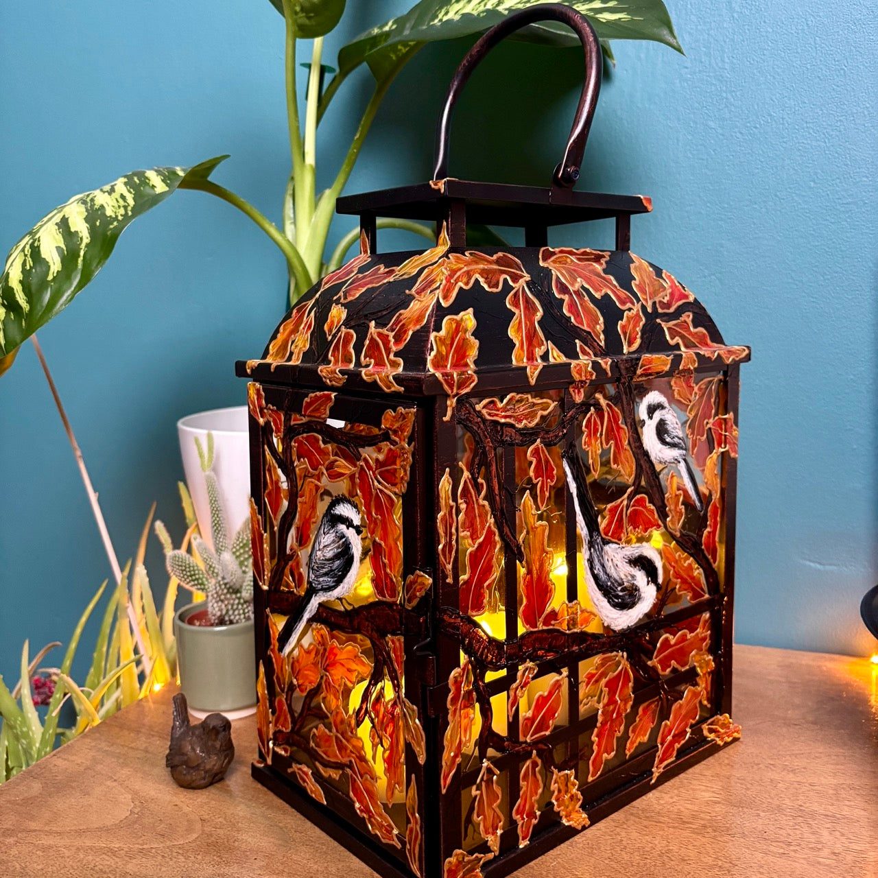Longtailed Tit ~ One of a kind lantern