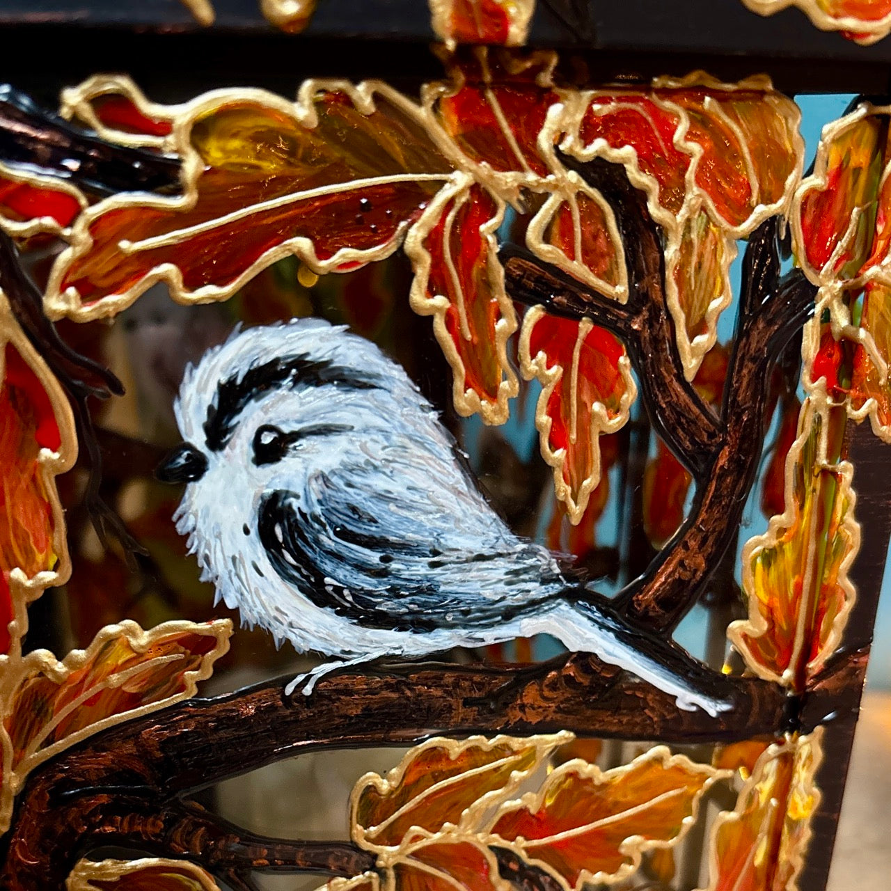 Longtailed Tit ~ One of a kind lantern