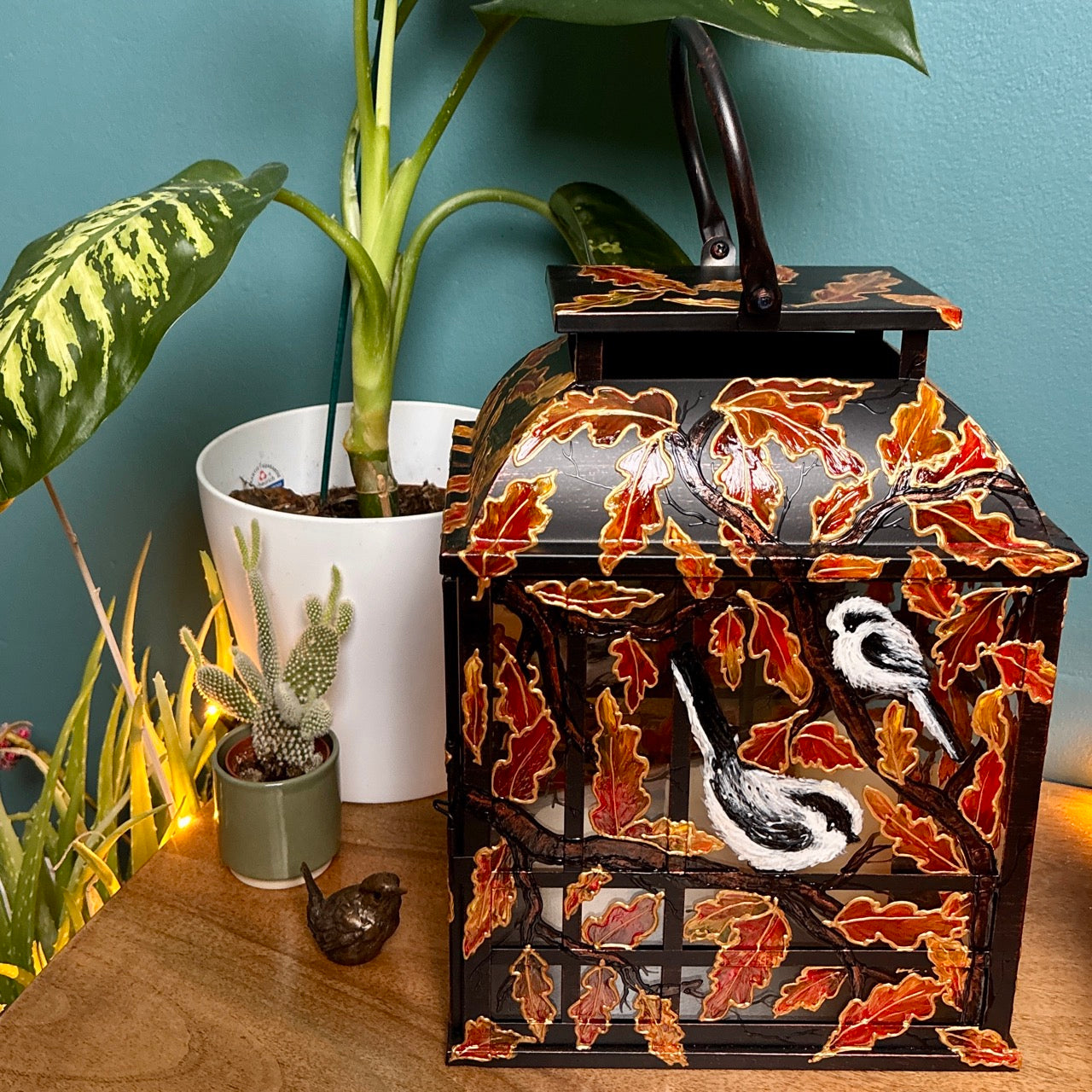 Longtailed Tit ~ One of a kind lantern