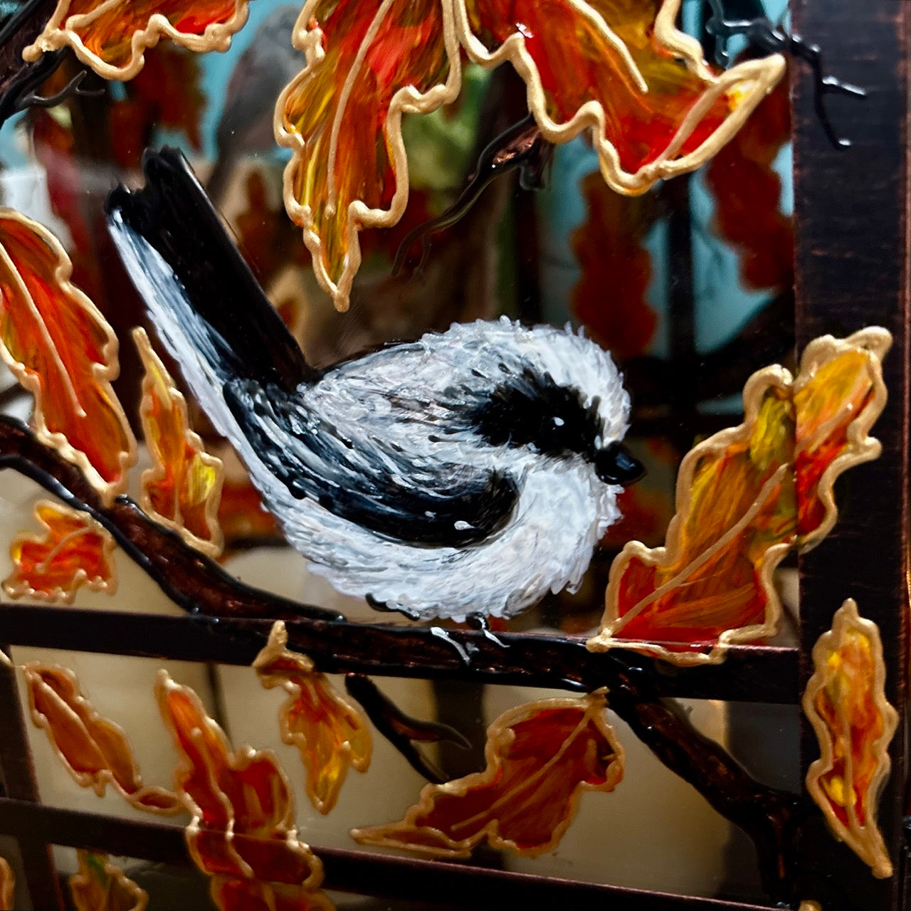Longtailed Tit ~ One of a kind lantern