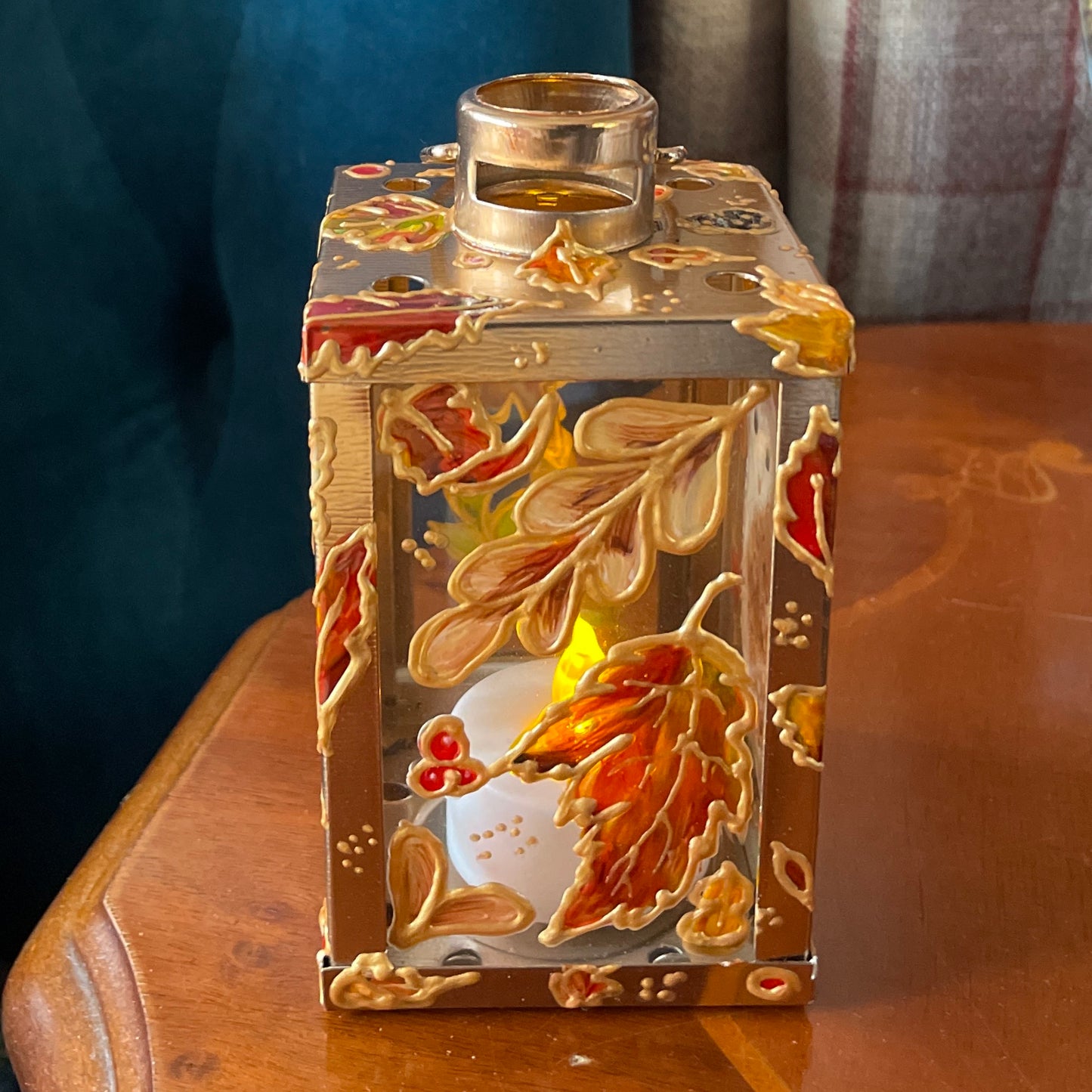 Owl in autumn~ One of a kind Lantern