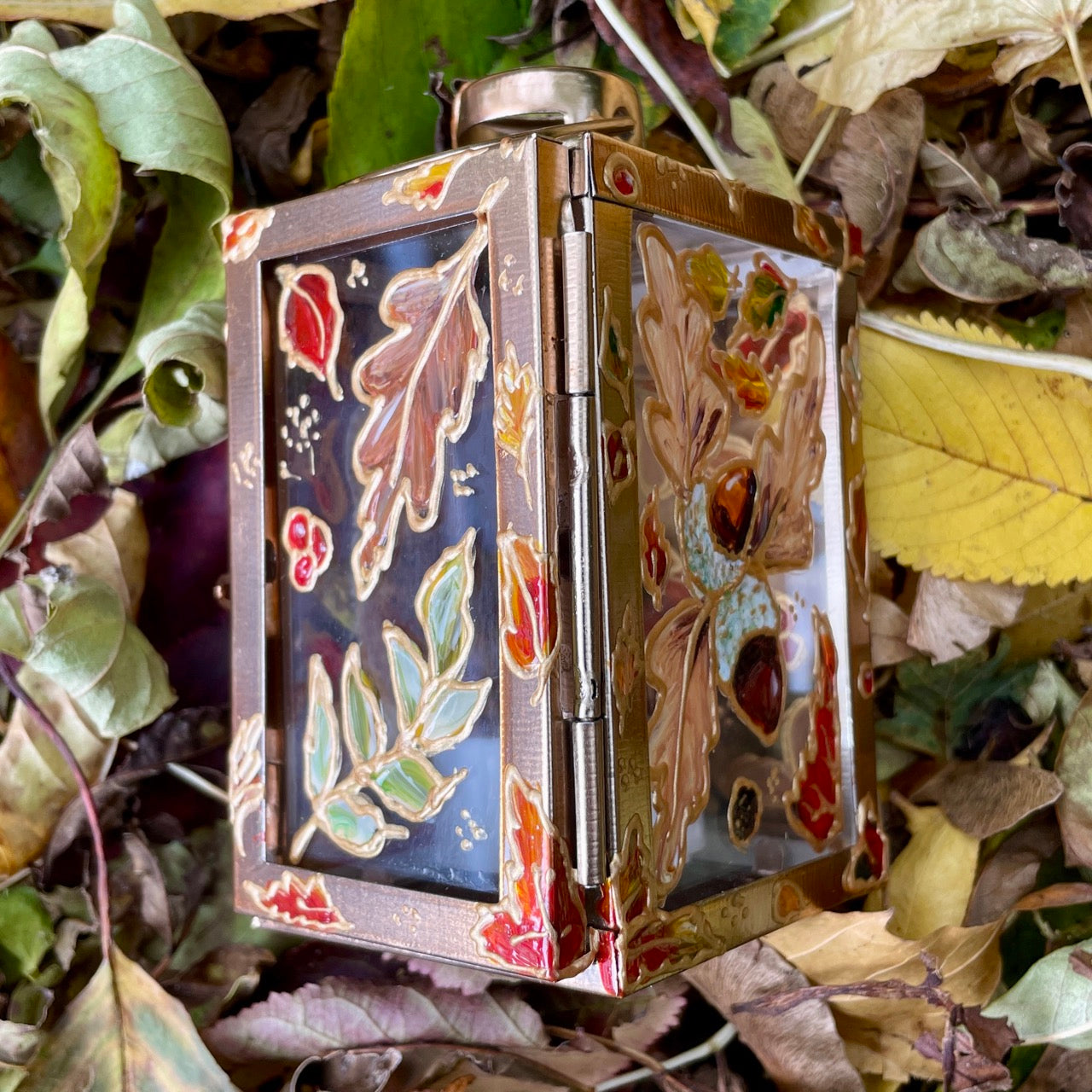 Owl in autumn~ One of a kind Lantern