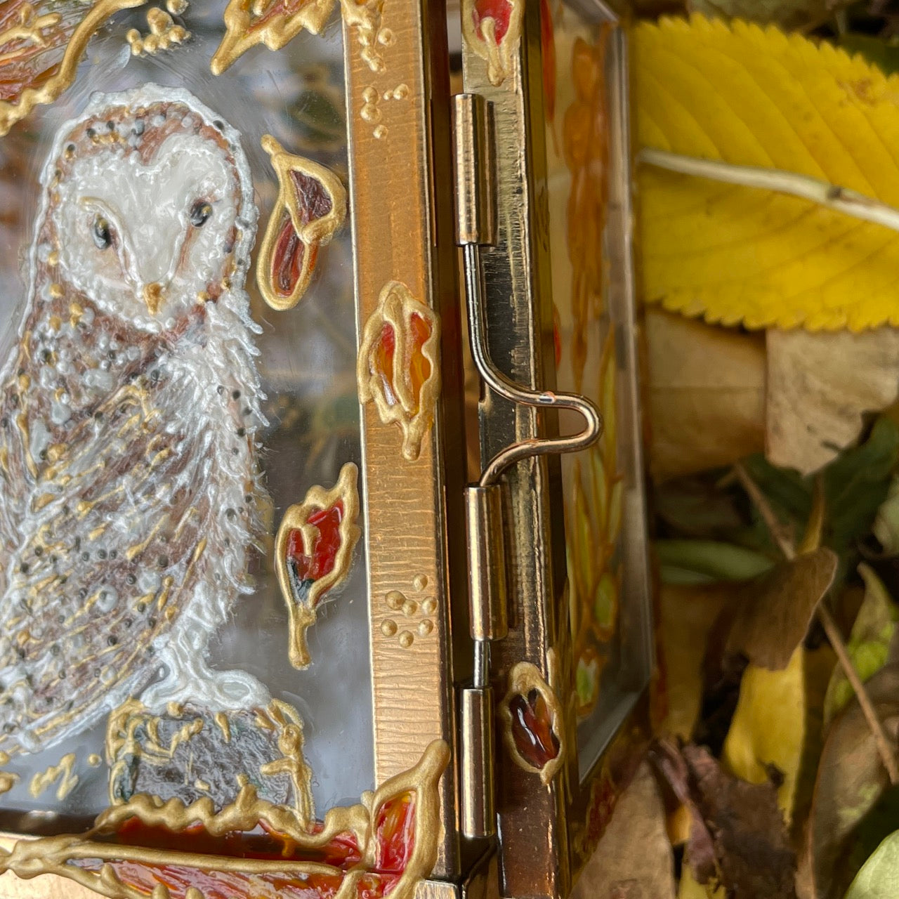 Owl in autumn~ One of a kind Lantern