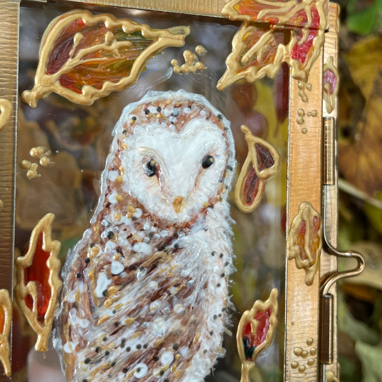 Owl in autumn~ One of a kind Lantern
