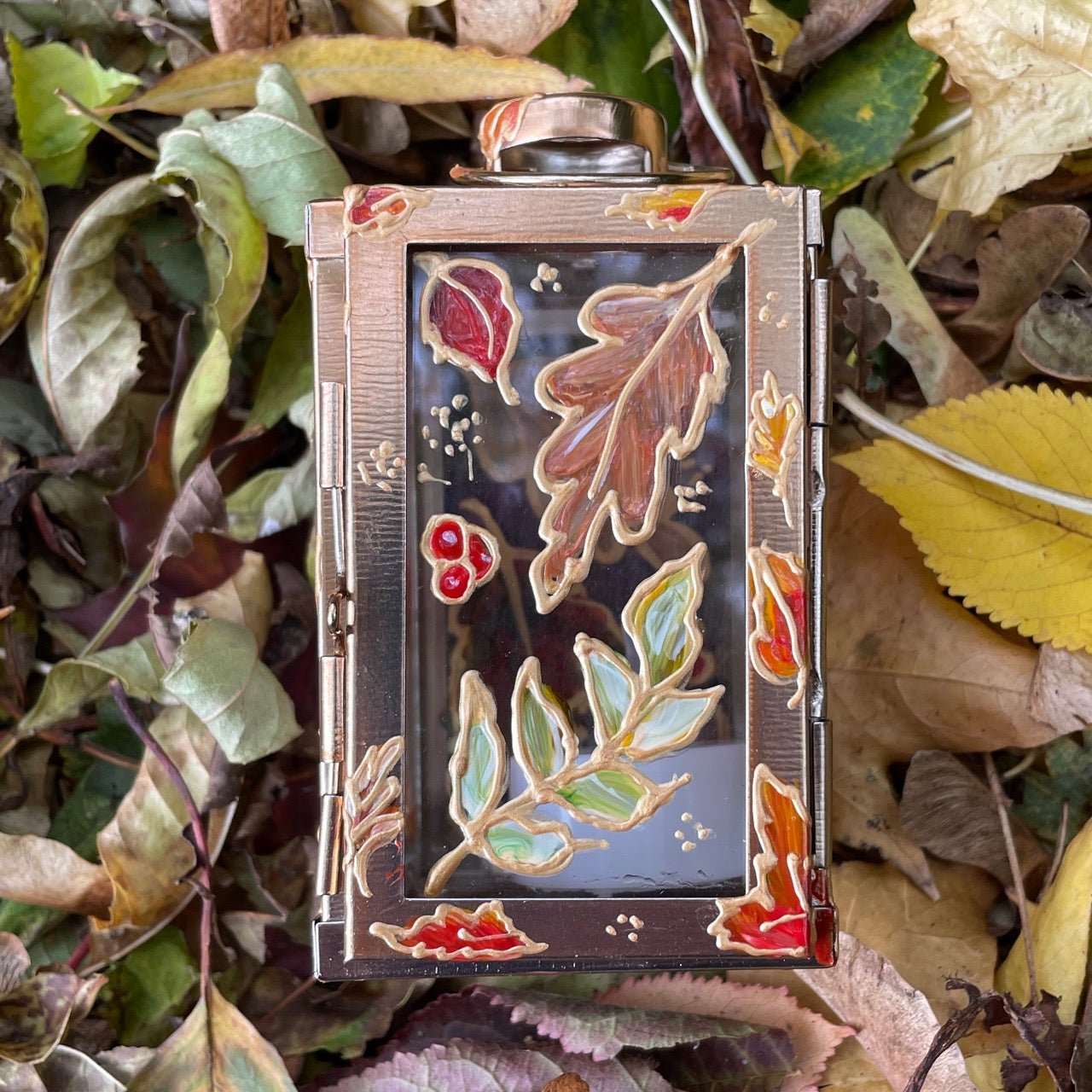 Owl in autumn~ One of a kind Lantern