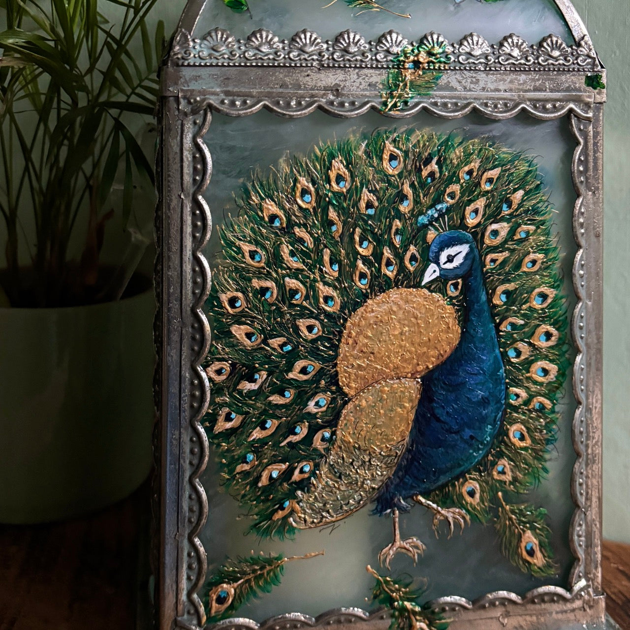 'Peacock' One of a kind lantern