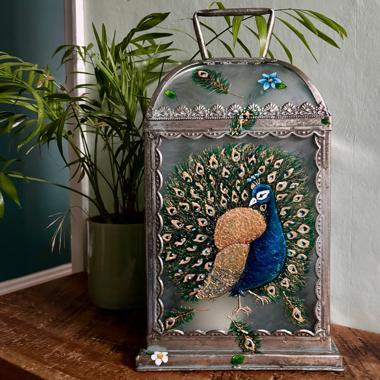 'Peacock' One of a kind lantern