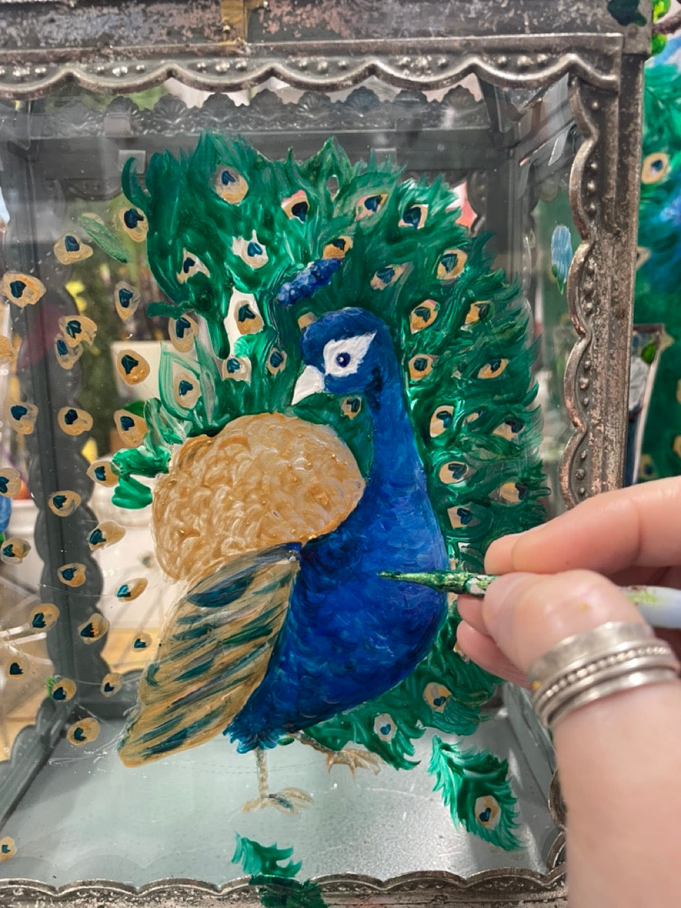 'Peacock' One of a kind lantern