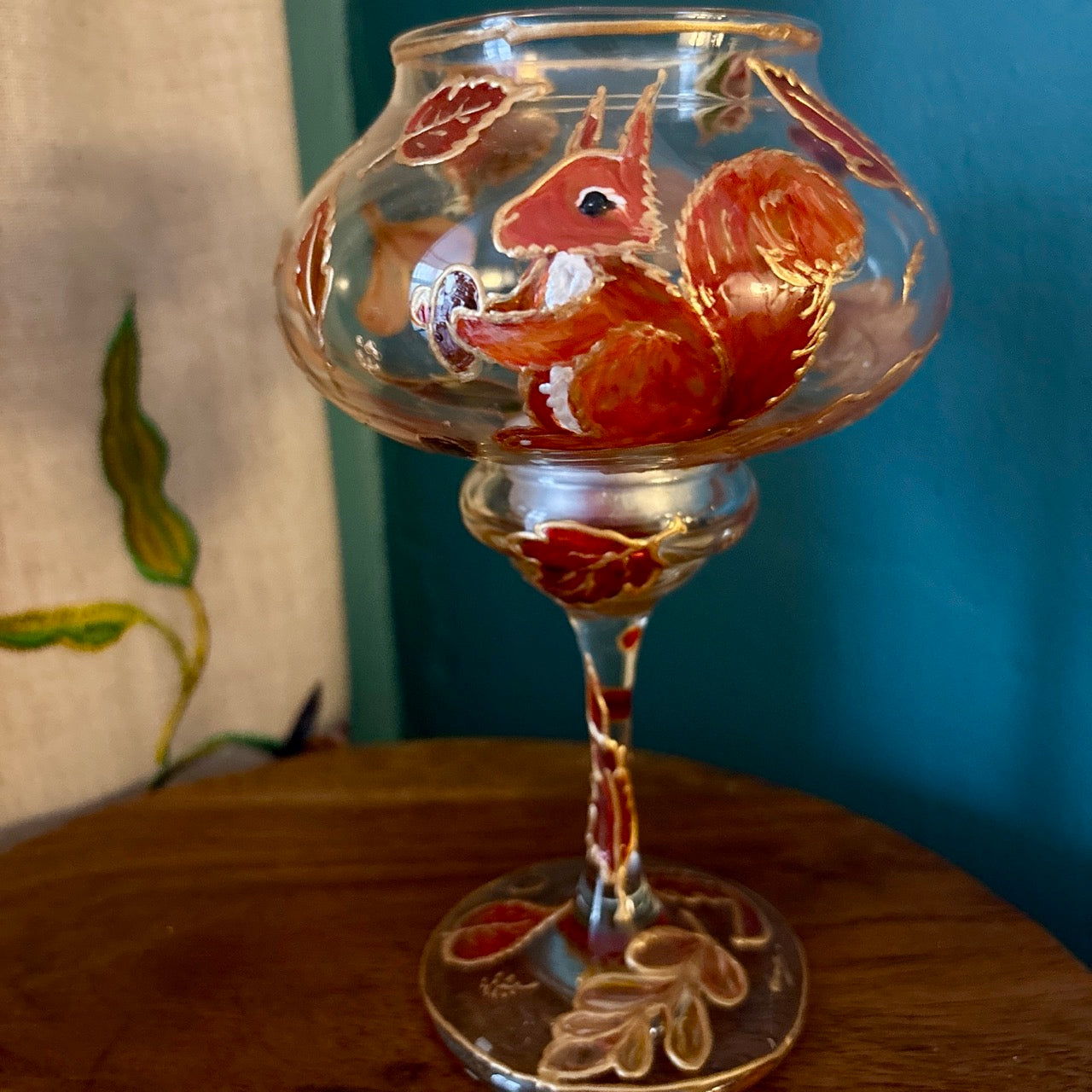 Squirrel in Autumn~ Tall candleholder