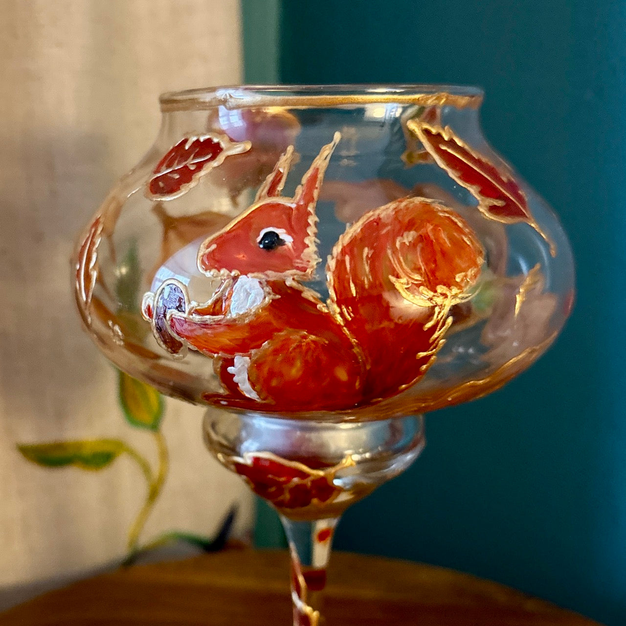Squirrel in Autumn~ Tall candleholder