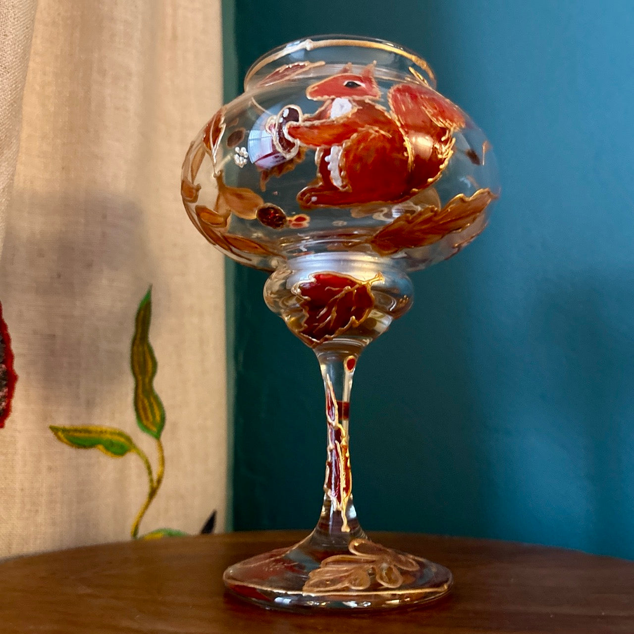 Squirrel in Autumn~ Tall candleholder