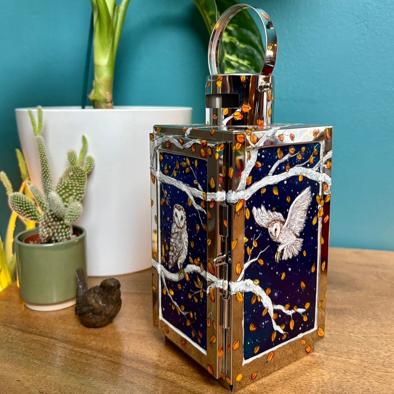 Starry night owl~ One of a kind lantern