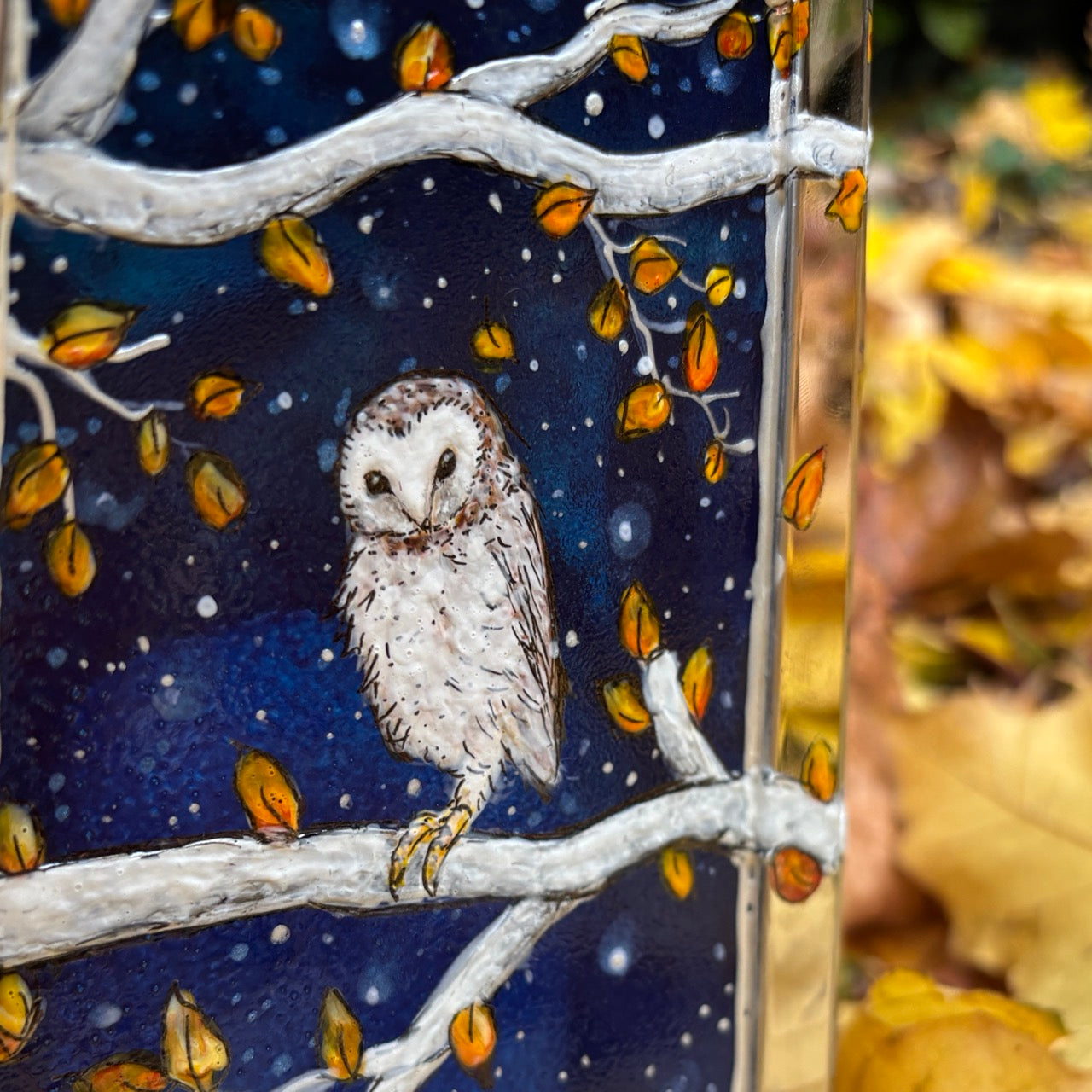 Starry night owl~ One of a kind lantern