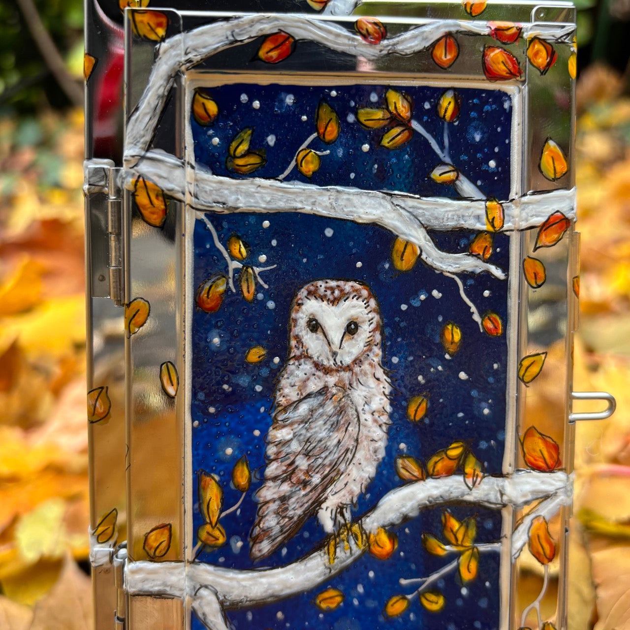 Starry night owl~ One of a kind lantern