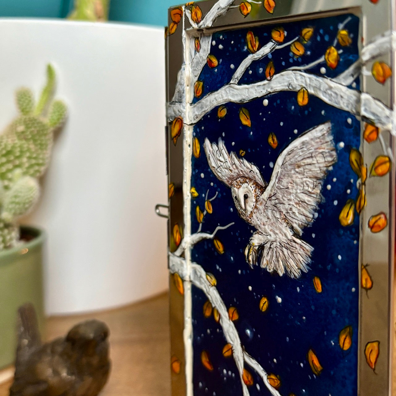 Starry night owl~ One of a kind lantern