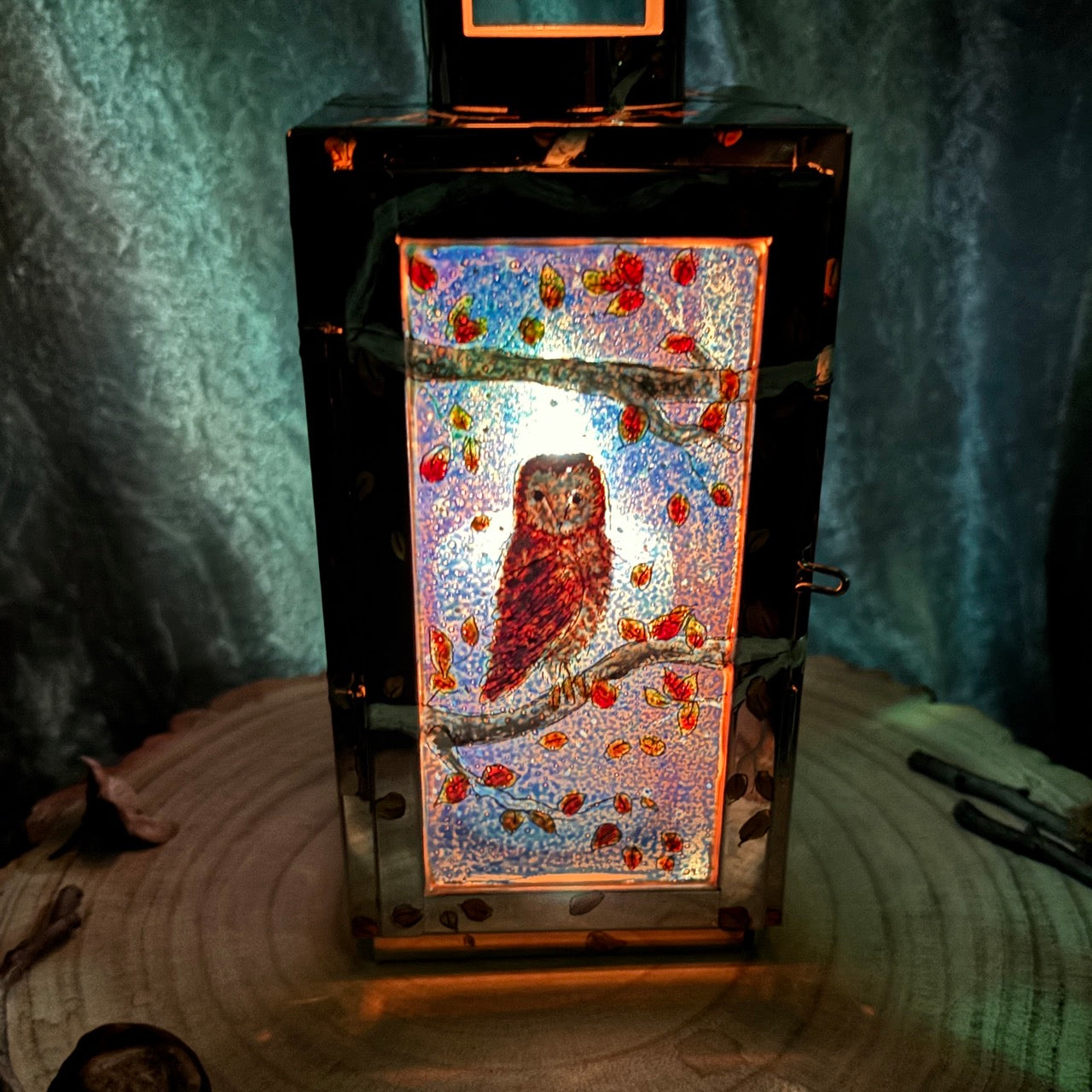 Starry night owl~ One of a kind lantern