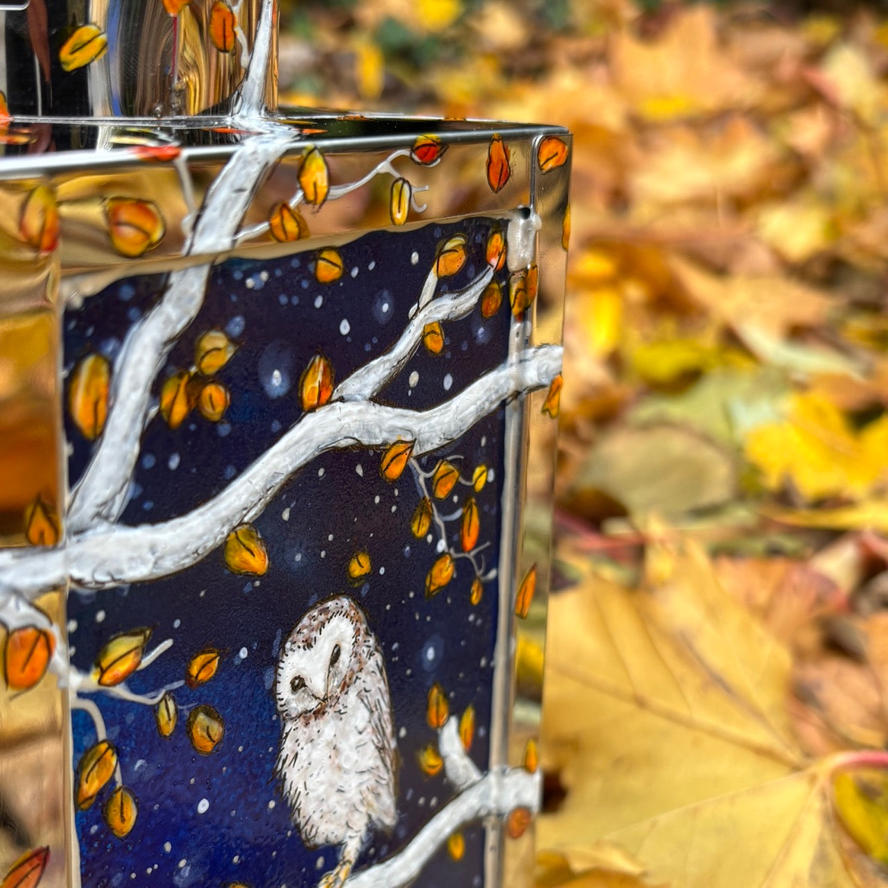 Starry night owl~ One of a kind lantern