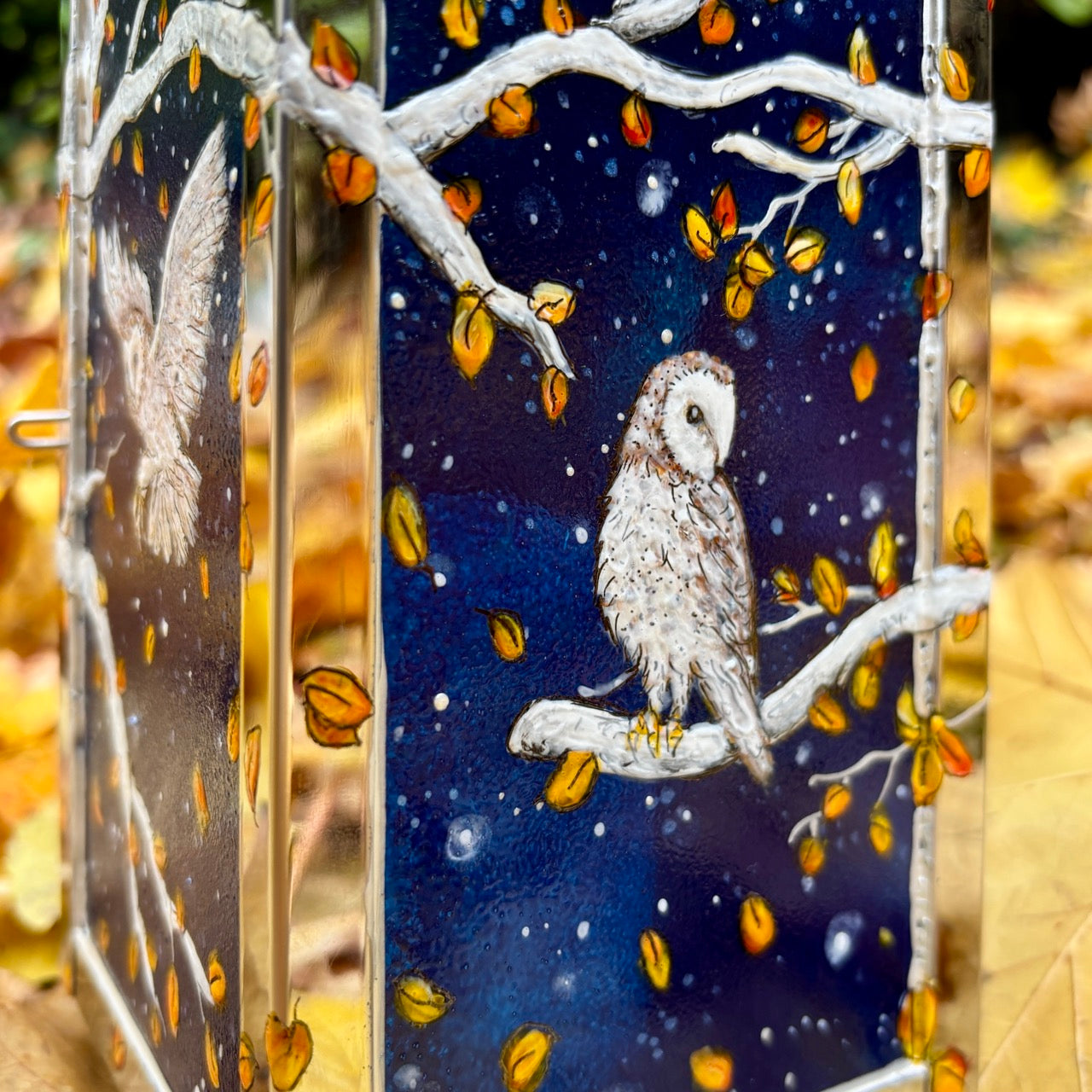 Starry night owl~ One of a kind lantern
