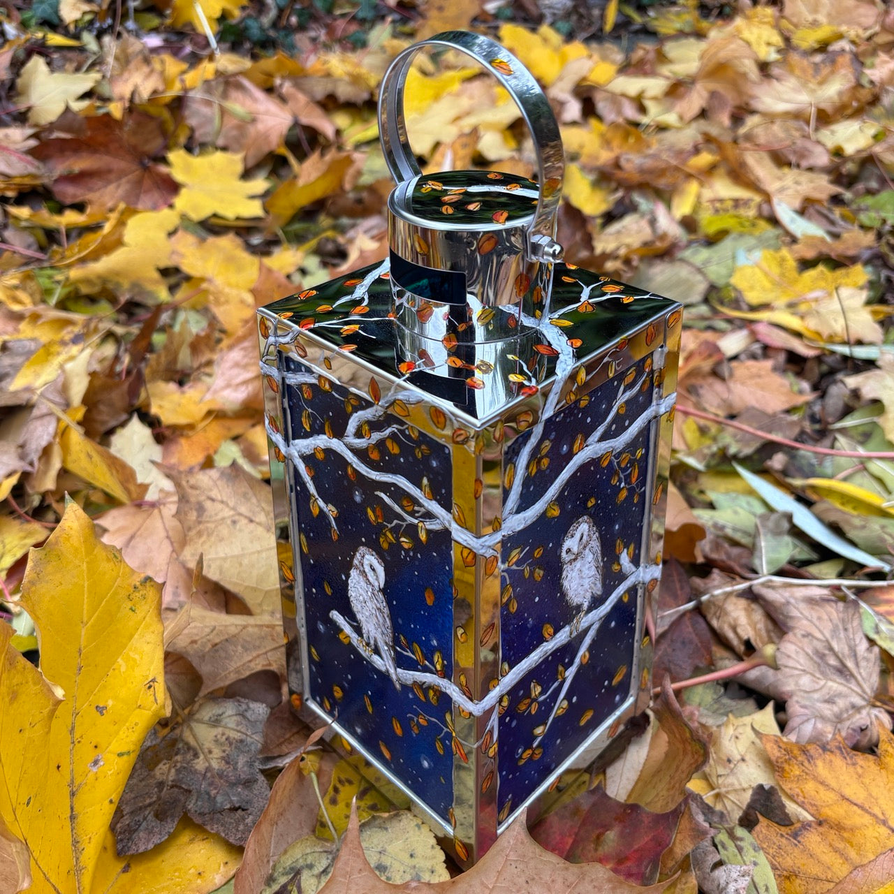 Starry night owl~ One of a kind lantern