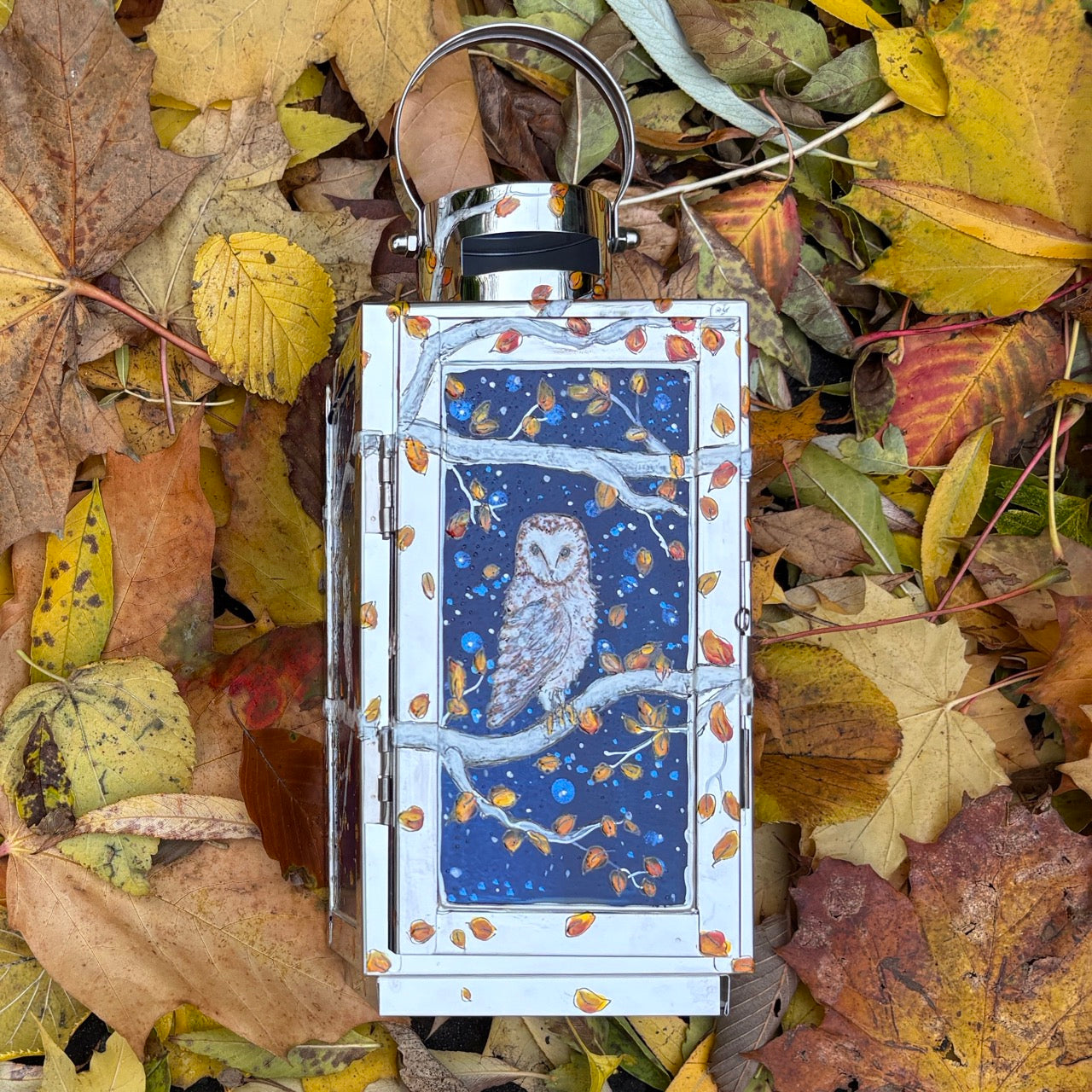 Starry night owl~ One of a kind lantern