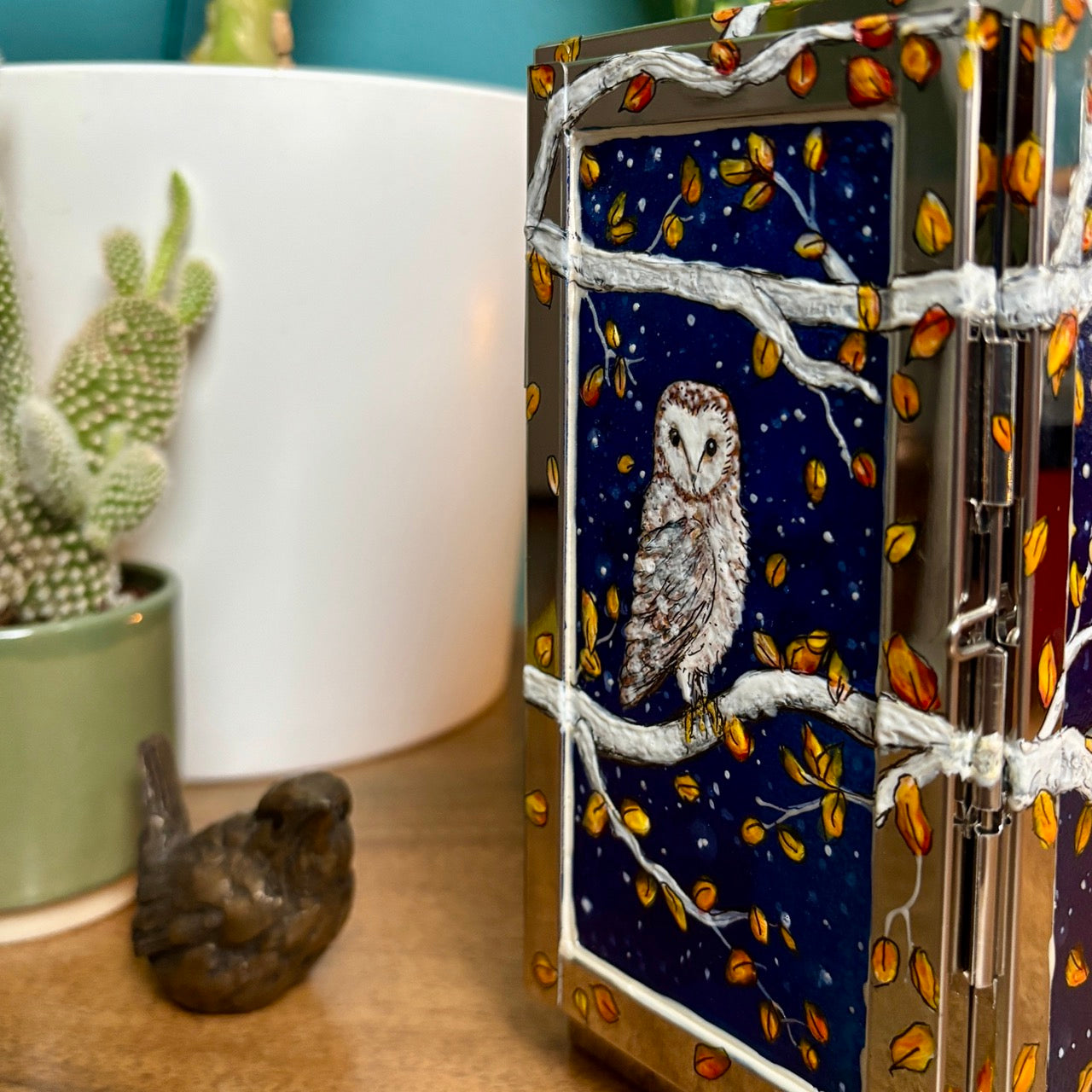 Starry night owl~ One of a kind lantern