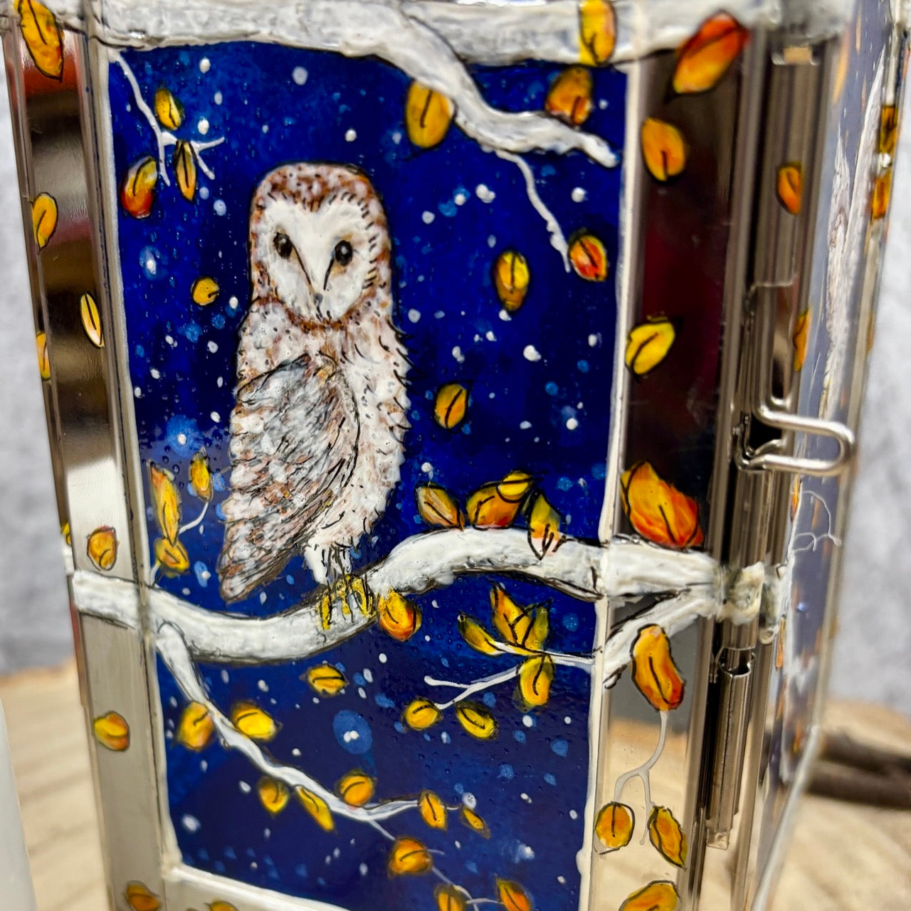 Starry night owl~ One of a kind lantern