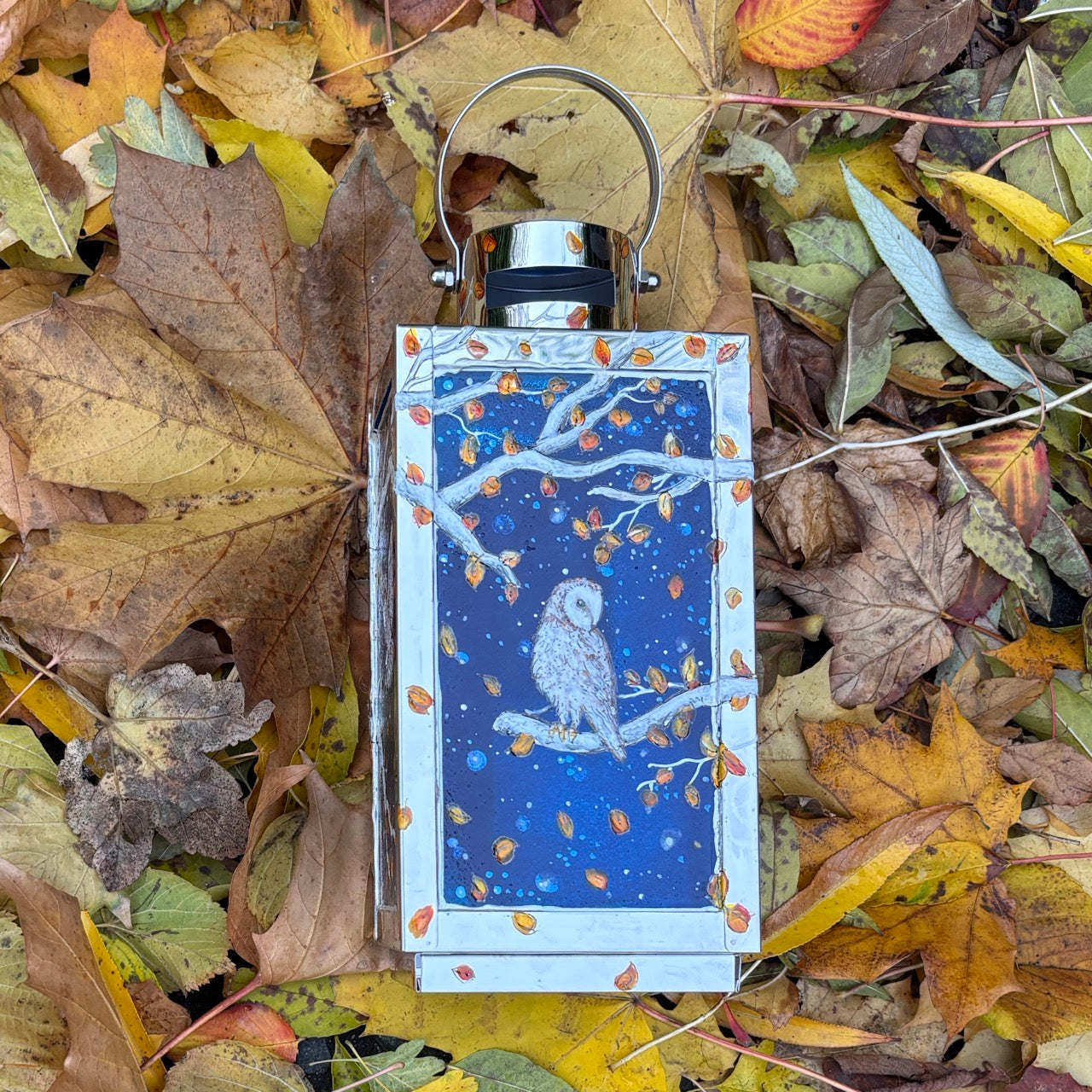 Starry night owl~ One of a kind lantern