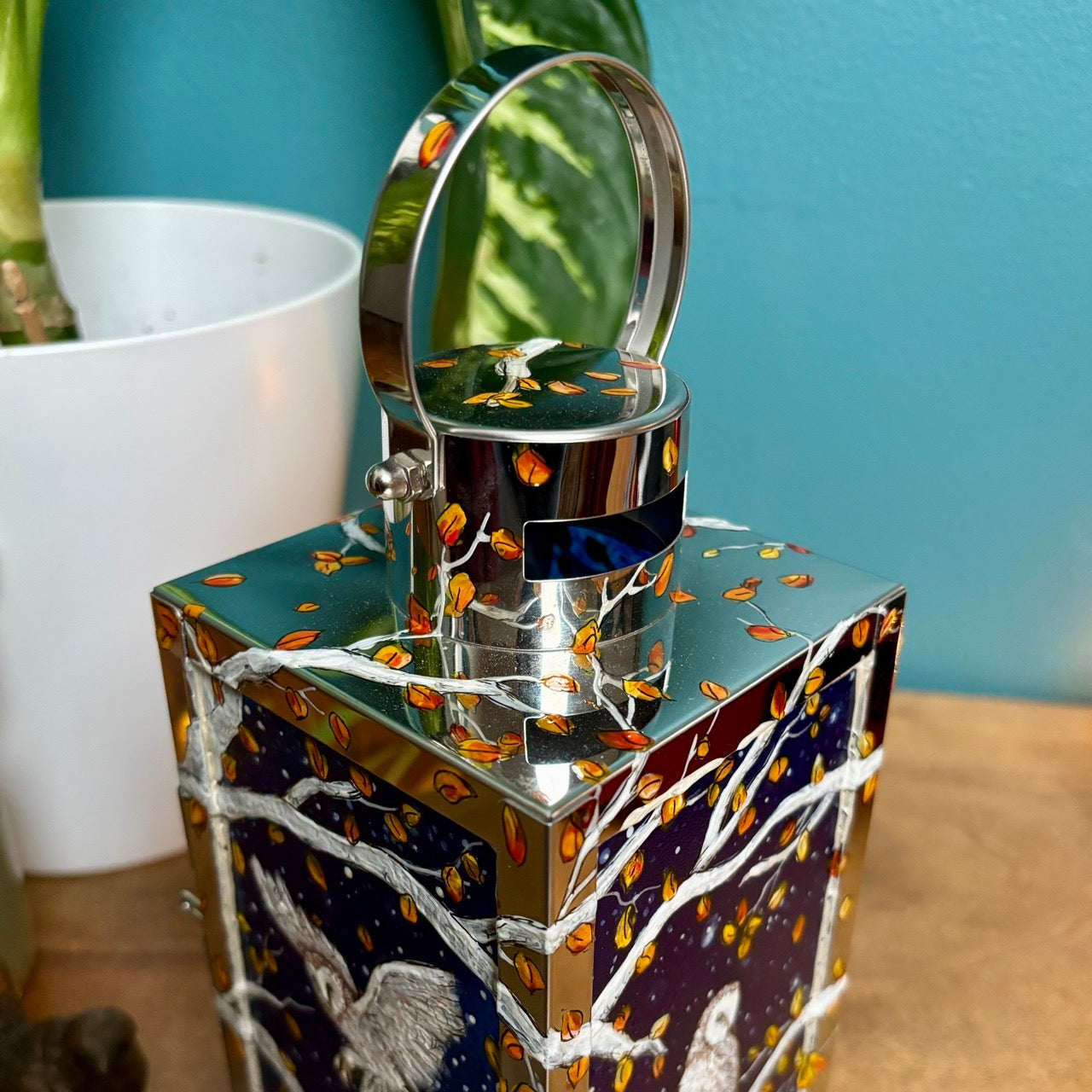 Starry night owl~ One of a kind lantern