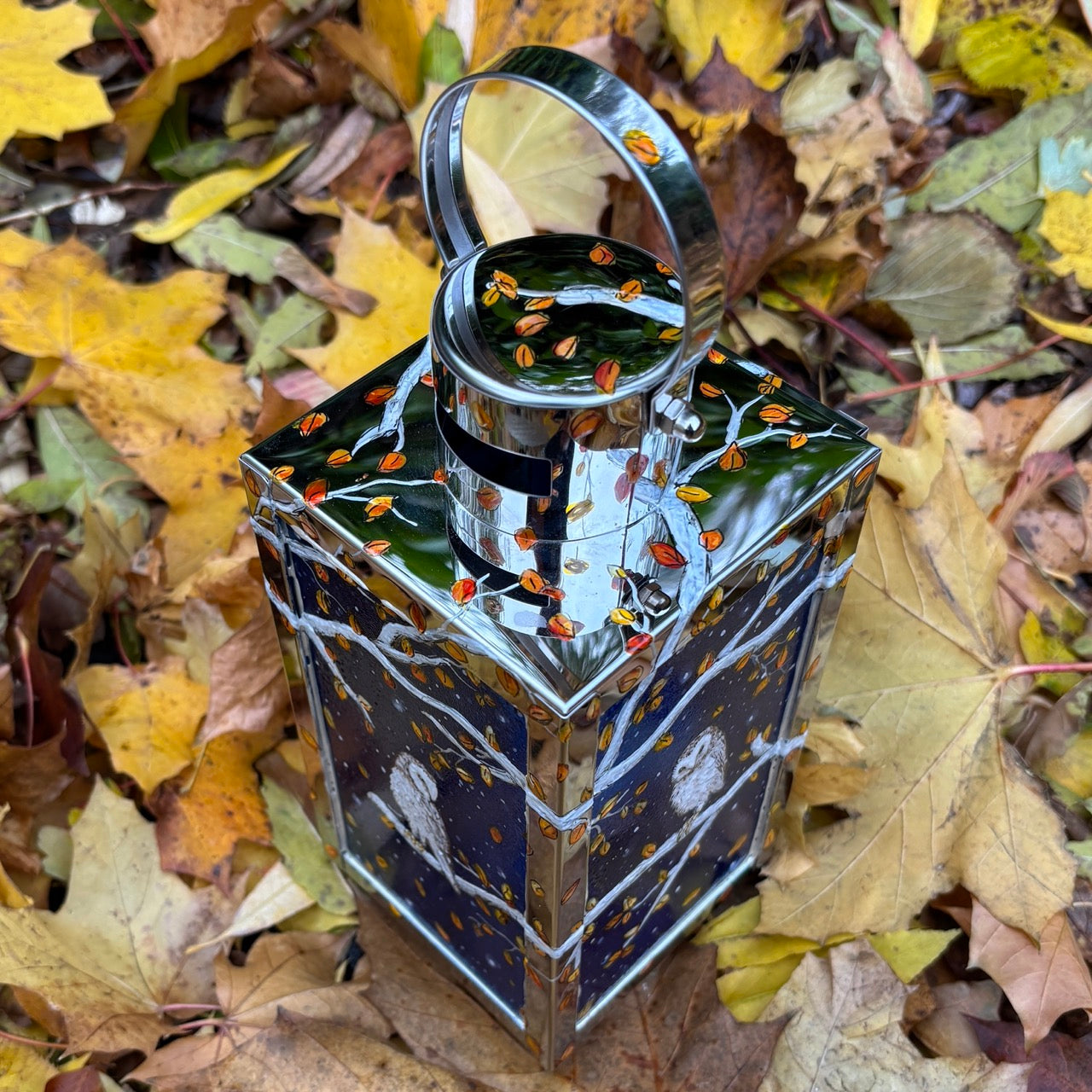 Starry night owl~ One of a kind lantern