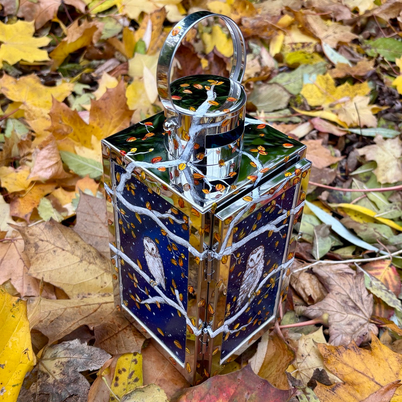 Starry night owl~ One of a kind lantern