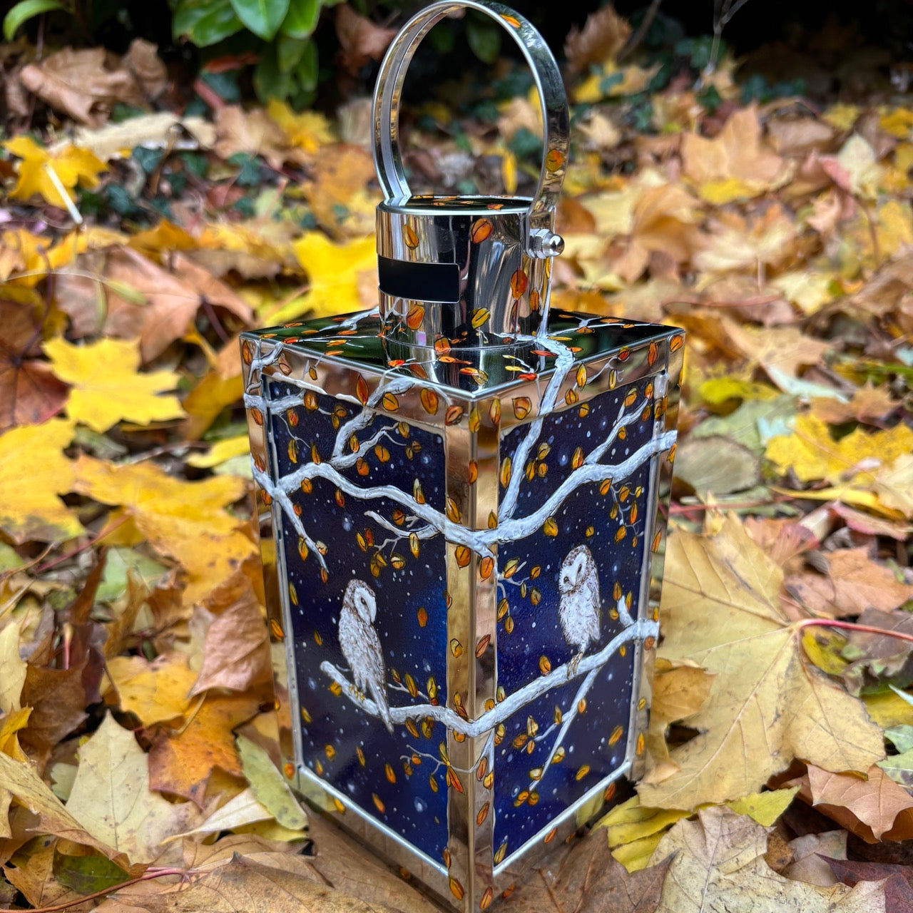 Starry night owl~ One of a kind lantern