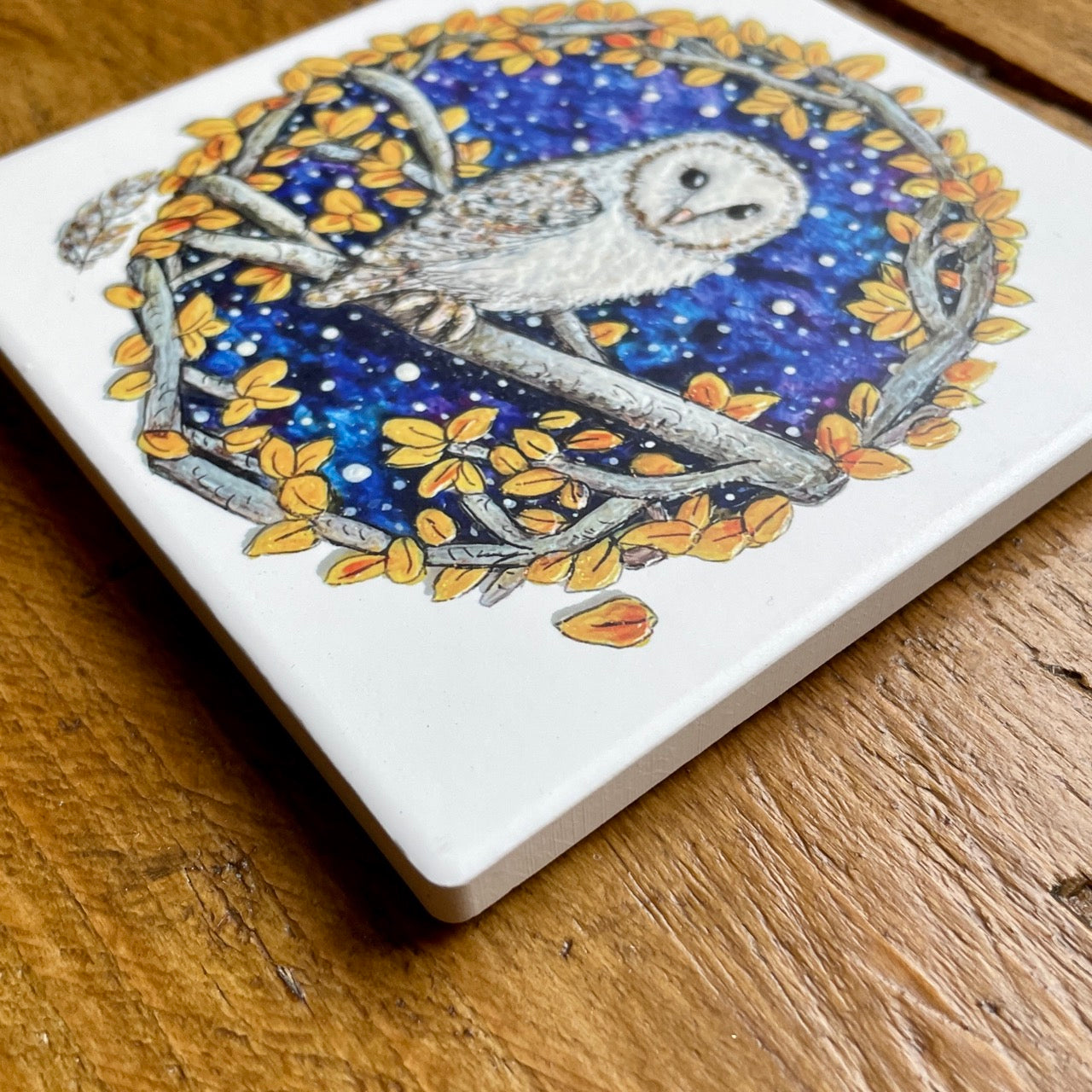 Barn Owl~ Ceramic coaster