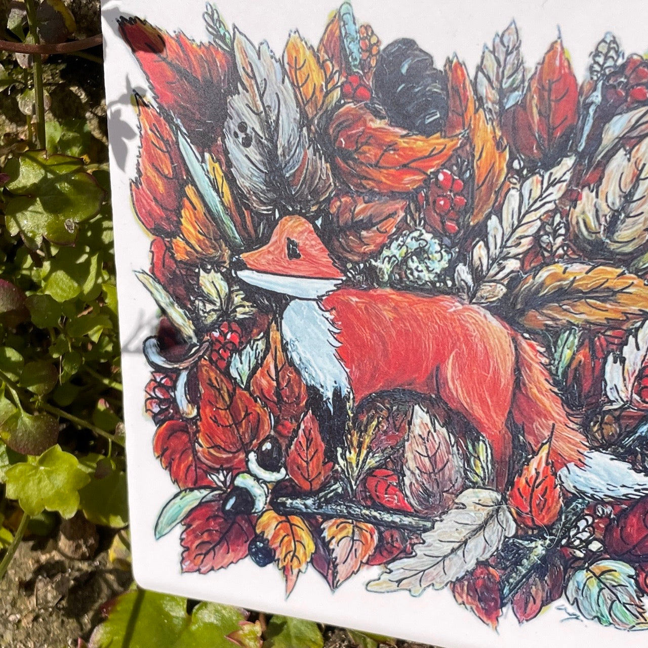 Fox in autumn~ Ceramic coaster