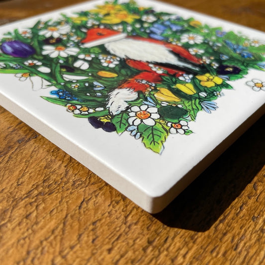 Fox in spring~ Ceramic coaster