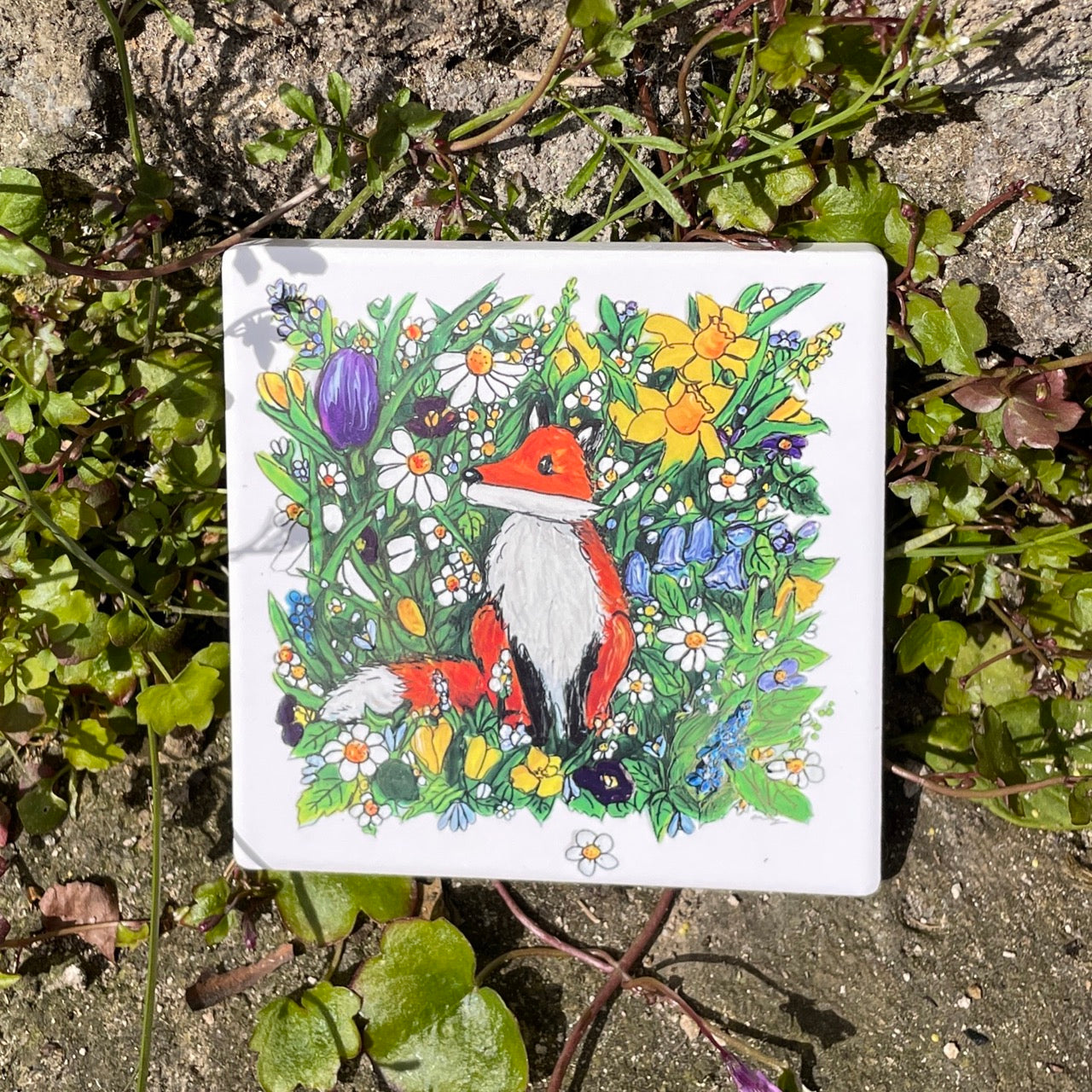 Fox in spring~ Ceramic coaster