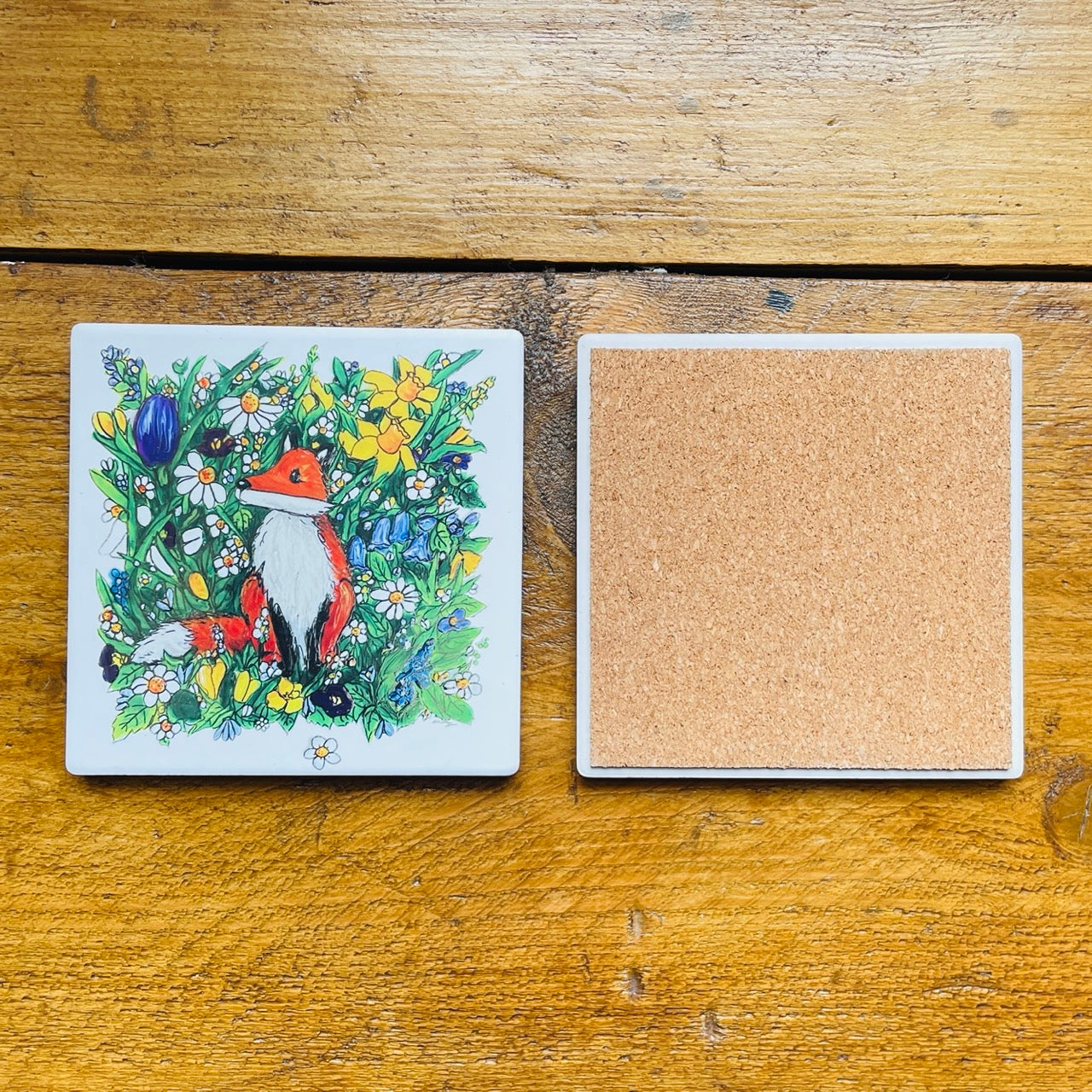 Fox in spring~ Ceramic coaster