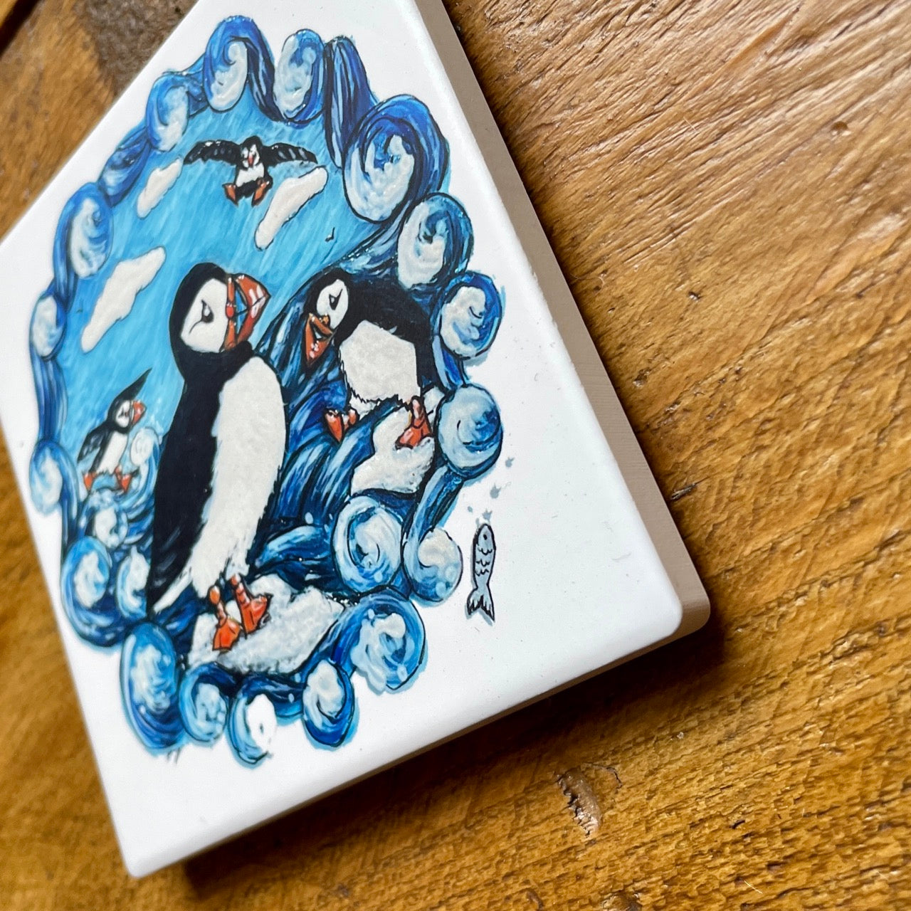 Puffin party~ Ceramic coaster